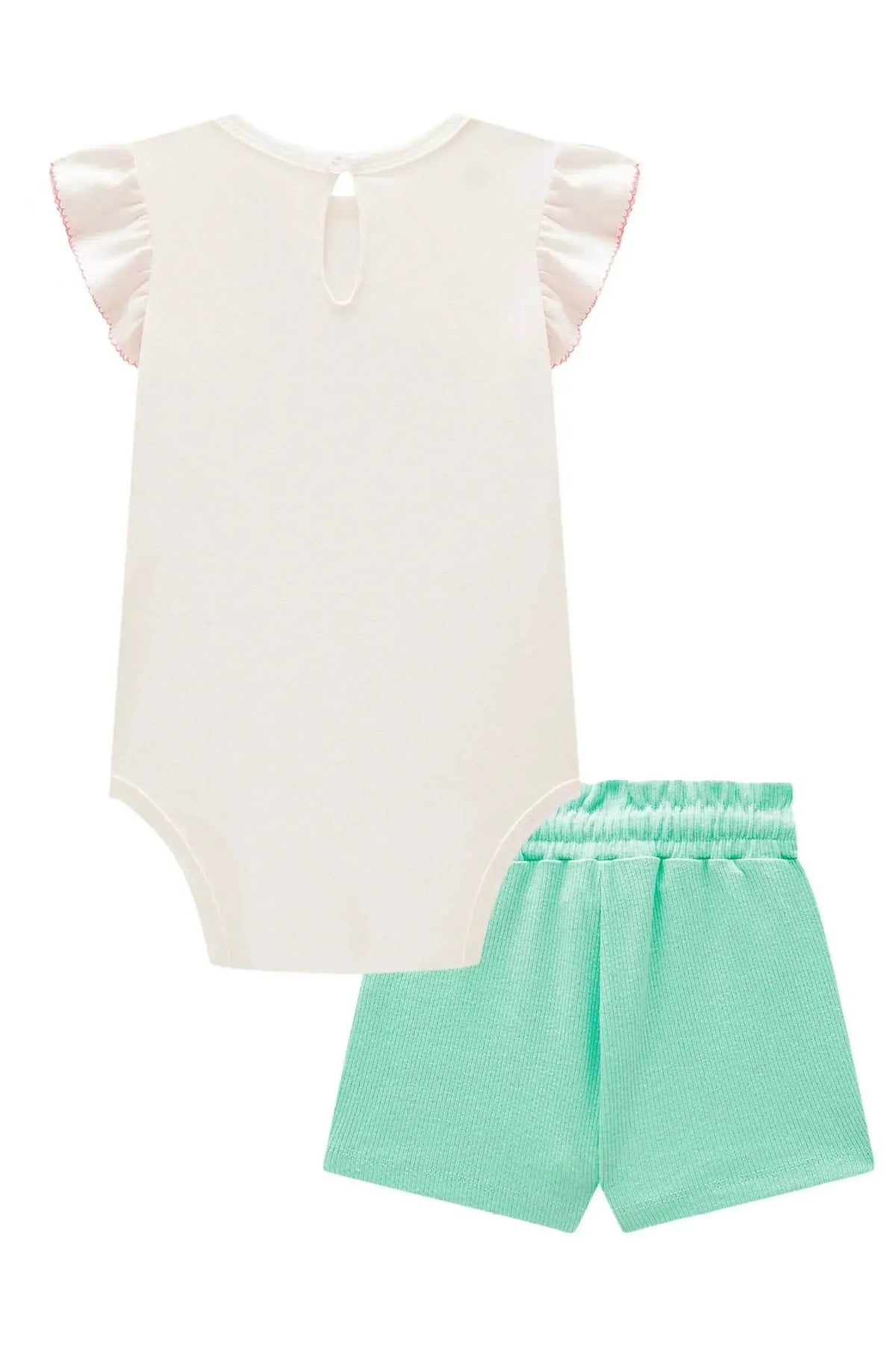 Conjunto de Body em Suedine e Short Saia em Canelado 98040 Kukiê Bebê Menina
