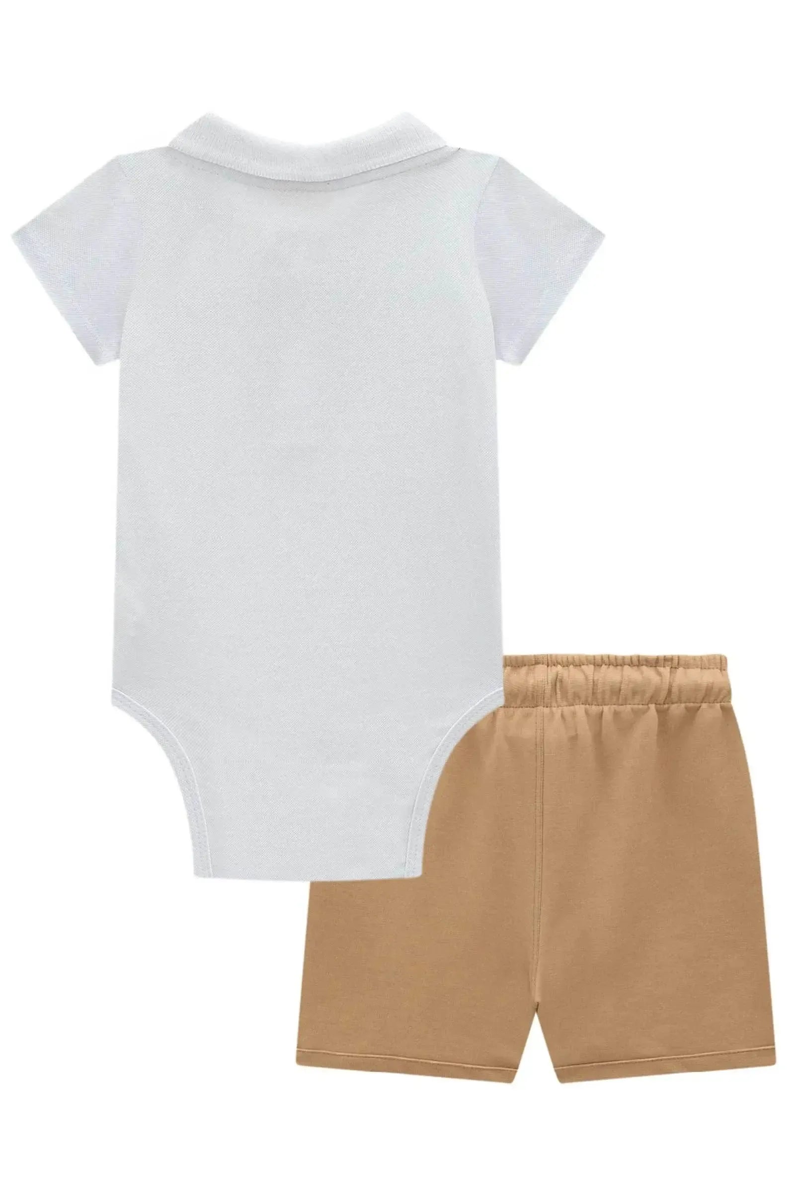 Conjunto de Body Polo em Piquet com Elastano e Bermuda em Malha Alfaiataria com Elastano 97984 LucBoo Bebê Menino