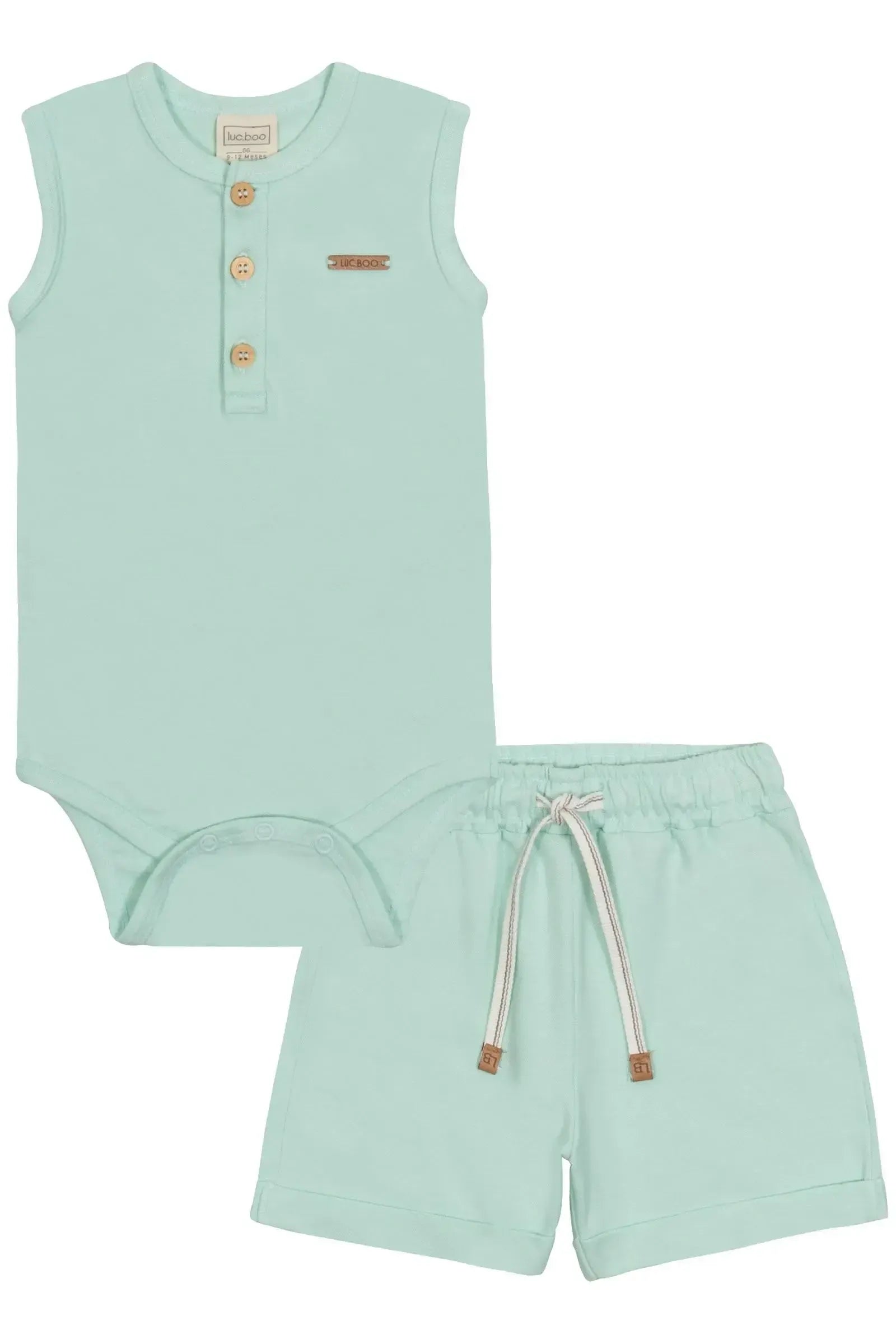 Conjunto de Body Regata e Bermuda em Piquet com Elastano 86620 LucBoo Bebê Menino