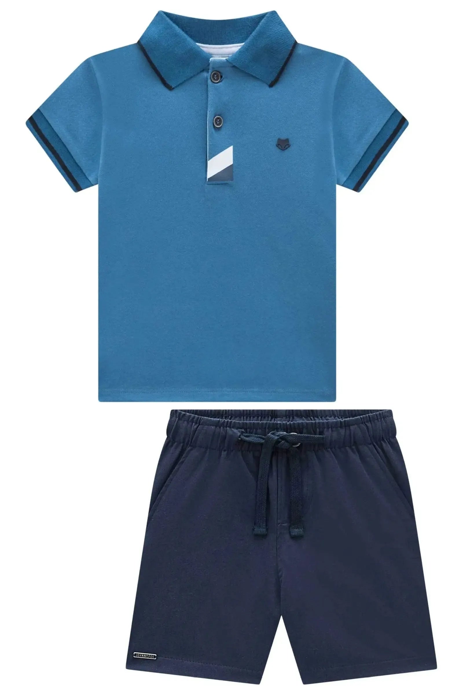Conjunto de Caisa Polo em Piquet com Elastano e Bermuda em Sarja Girassol com Elastano 95433 Johnny Fox Teen Menino