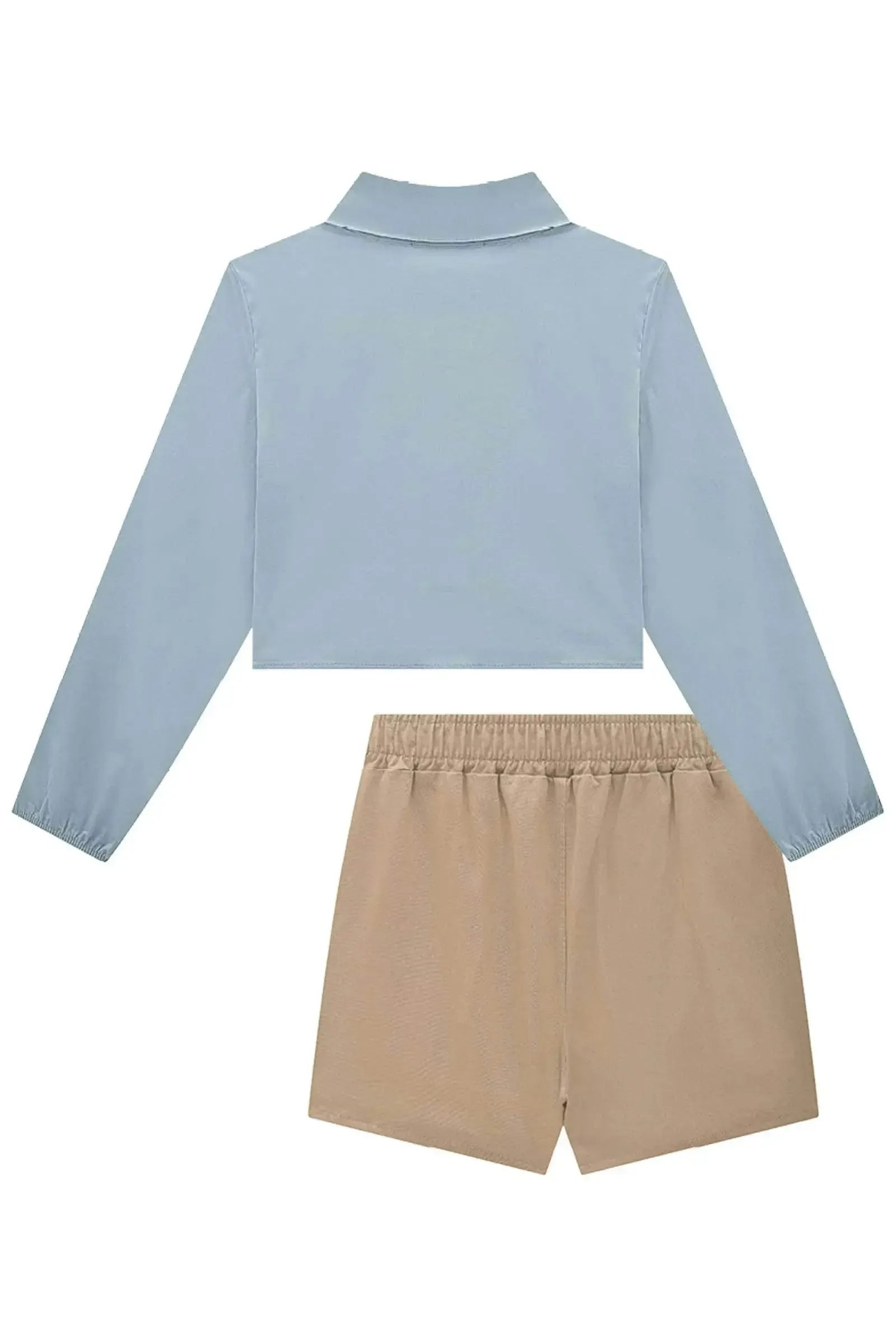 Conjunto de Camisa Boxy em Tricoline com Elastano e Short Saia em Sarja com Elastano 90736 Lilimoon Teen Menina