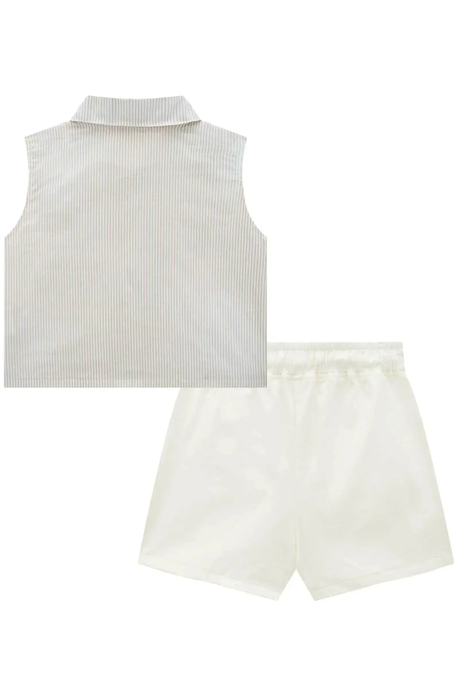 Conjunto de Camisa Boxy em Tricoline e Short Saia em Sarja com Elastano 87274 Vic&Vicky Teen Menina