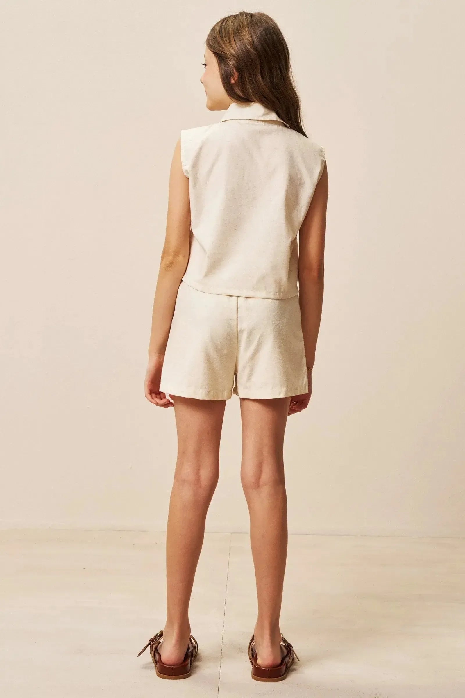 Conjunto de Camisa e Shorts em Linho com Elastano 92717 Vic&Vicky Teen Menina