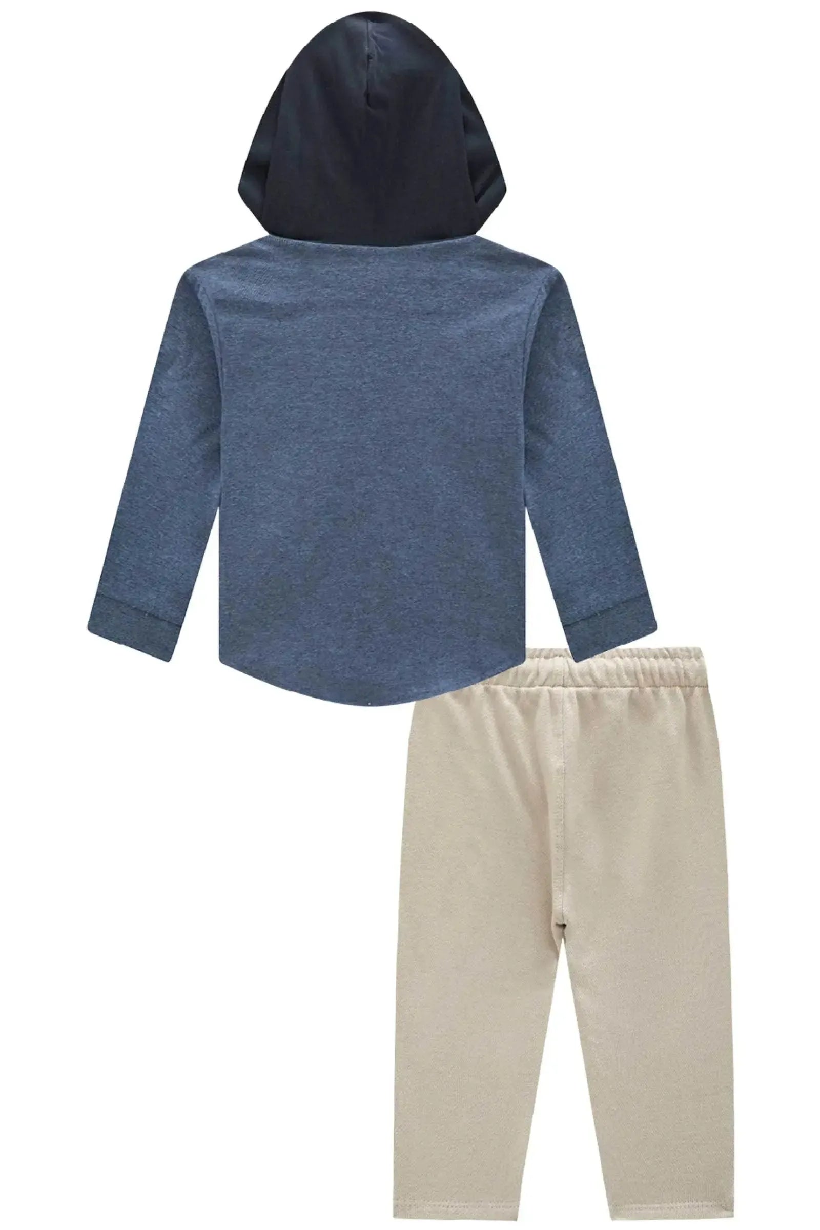 Conjunto de Camisa em Flanela Melange e Calça Comfy em Moletwill com Elastano 92069 LucBoo Bebê Menino
