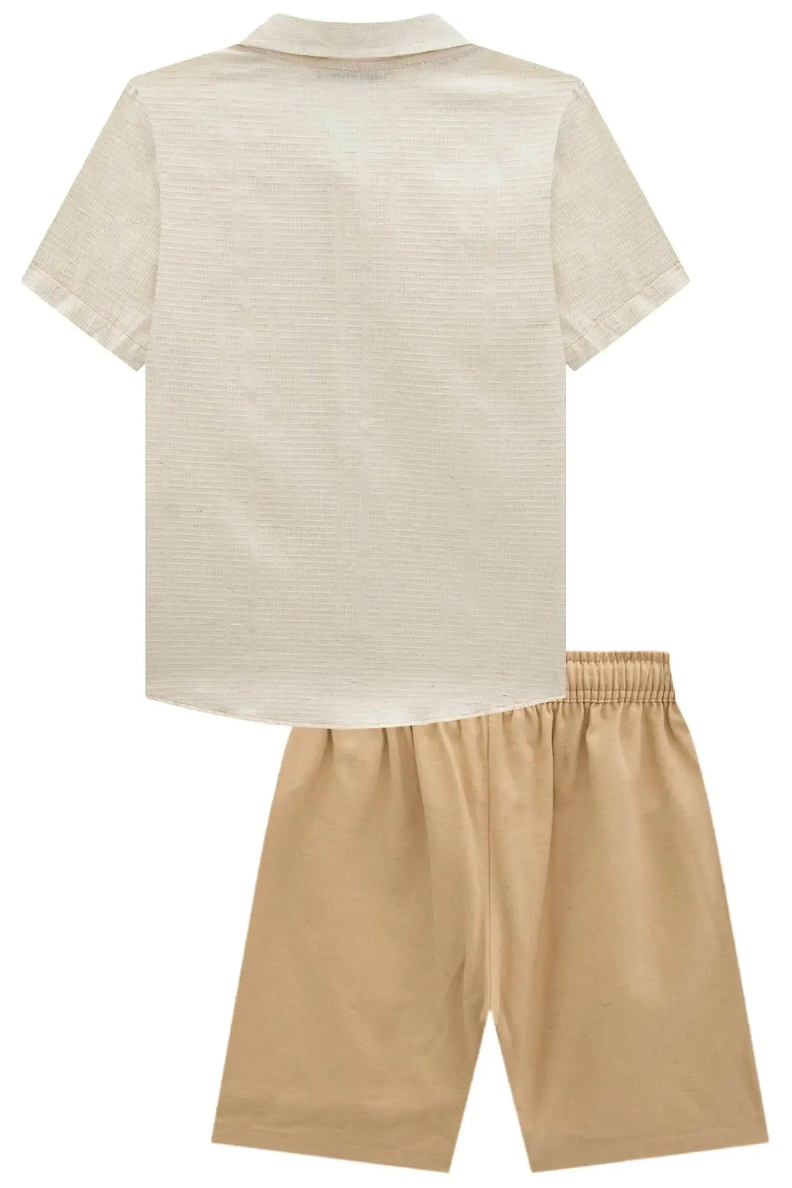 Conjunto de Camisa em Linho Cierro e Bermuda em Linho Santorine com Elastano 99031 LucBoo Infantil Menino