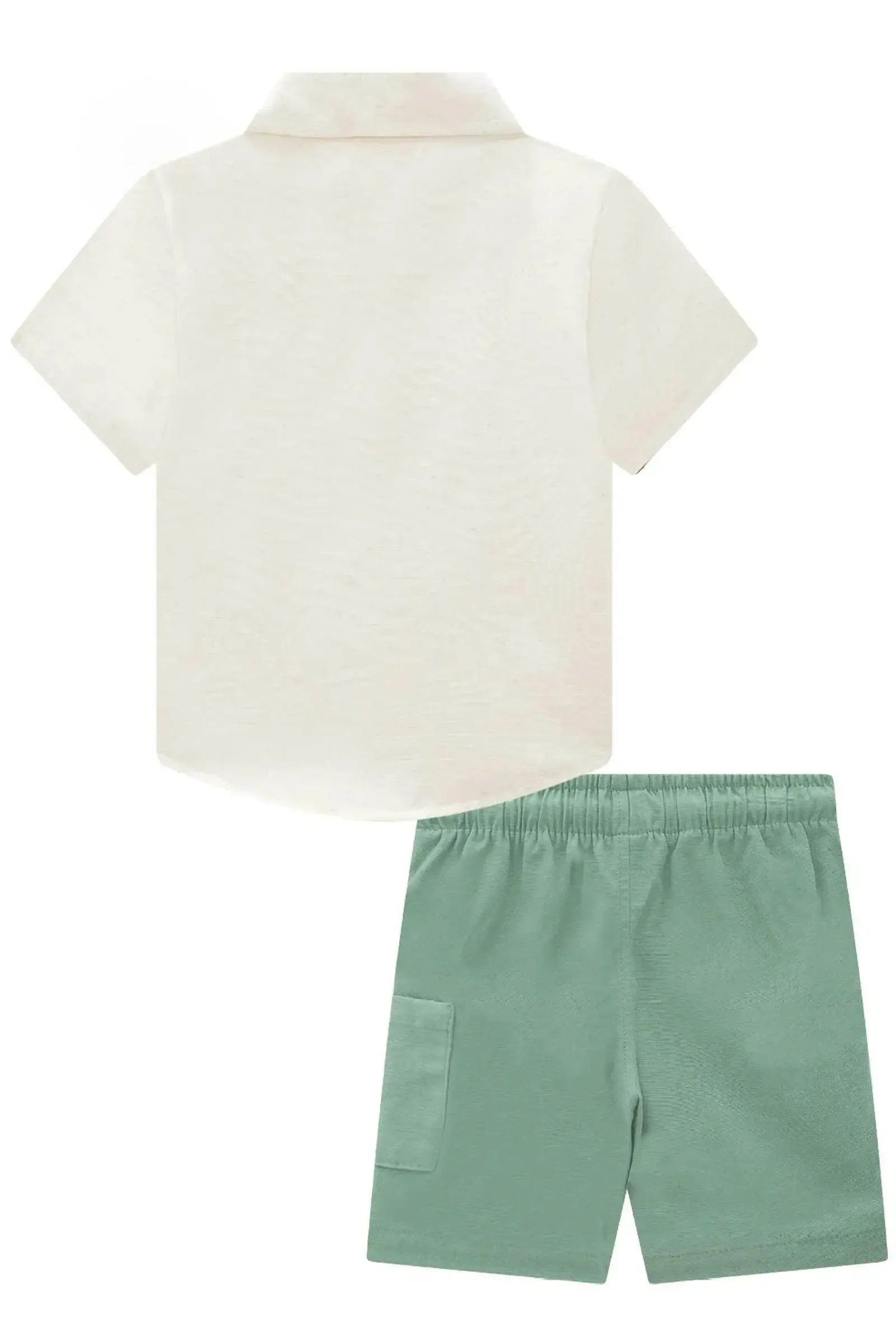 Conjunto de Camisa em Linho Deluxe e Bermuda em Linho Santorine com Elastano 93050 Johnny Fox Bebê Menino