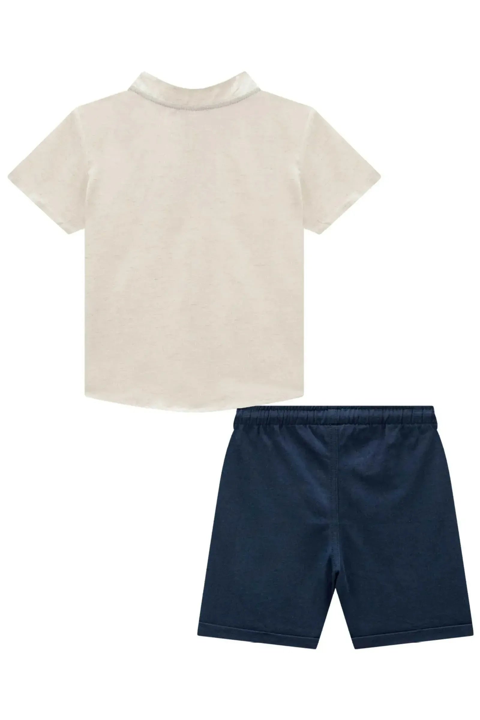 Conjunto de Camisa em Linho Deluxe e Bermuda em Linho Santorine com Elastano 95175 Johnny Fox Teen Menino