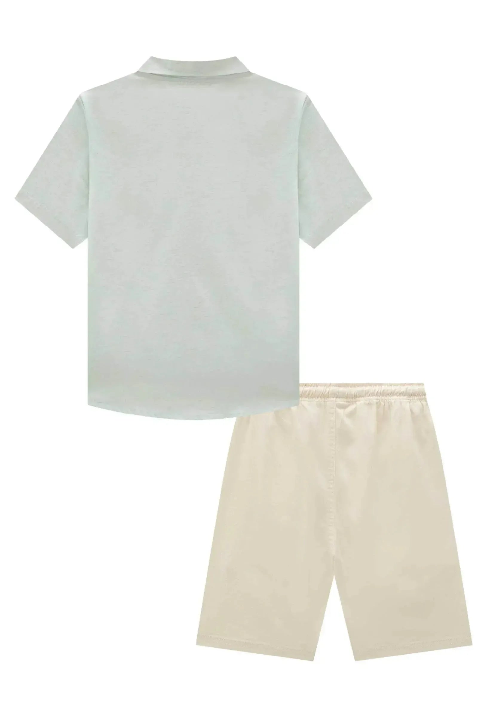 Conjunto de Camisa em Linho Deluxe e Bermuda em Sarja Girassol com Elastano 95760 Johnny Fox Teen Menino