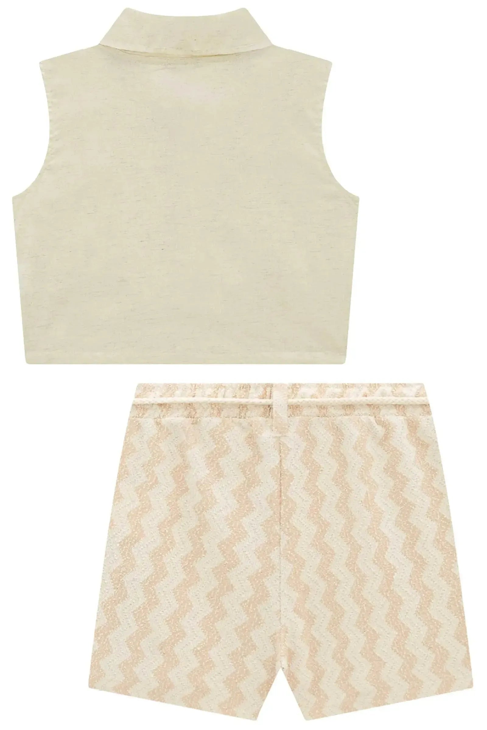 Conjunto de Camisa em Linho e Short Saia em Malha Resort 94412 Vic&Vicky Teen Menina