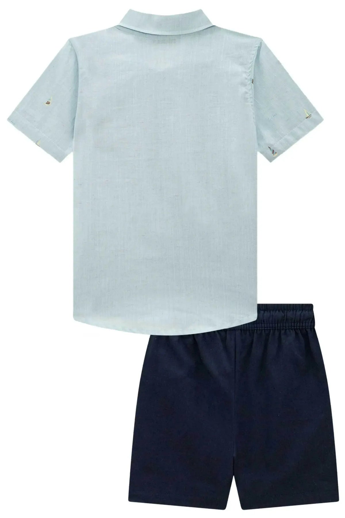 Conjunto de Camisa em Linho Verano e Bermuda Em linho Santorine 98241 LucBoo Infantil Menino