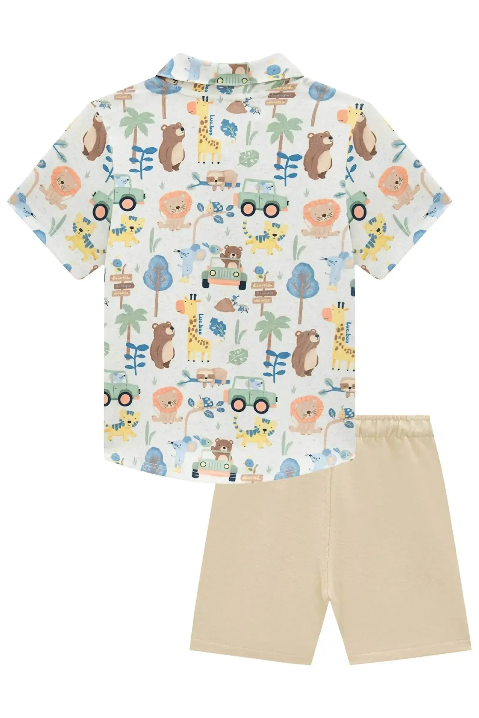 Conjunto de Camisa em Malha Power e Bermuda em Moletwill com Elastano 95047 LucBoo Infantil Menino