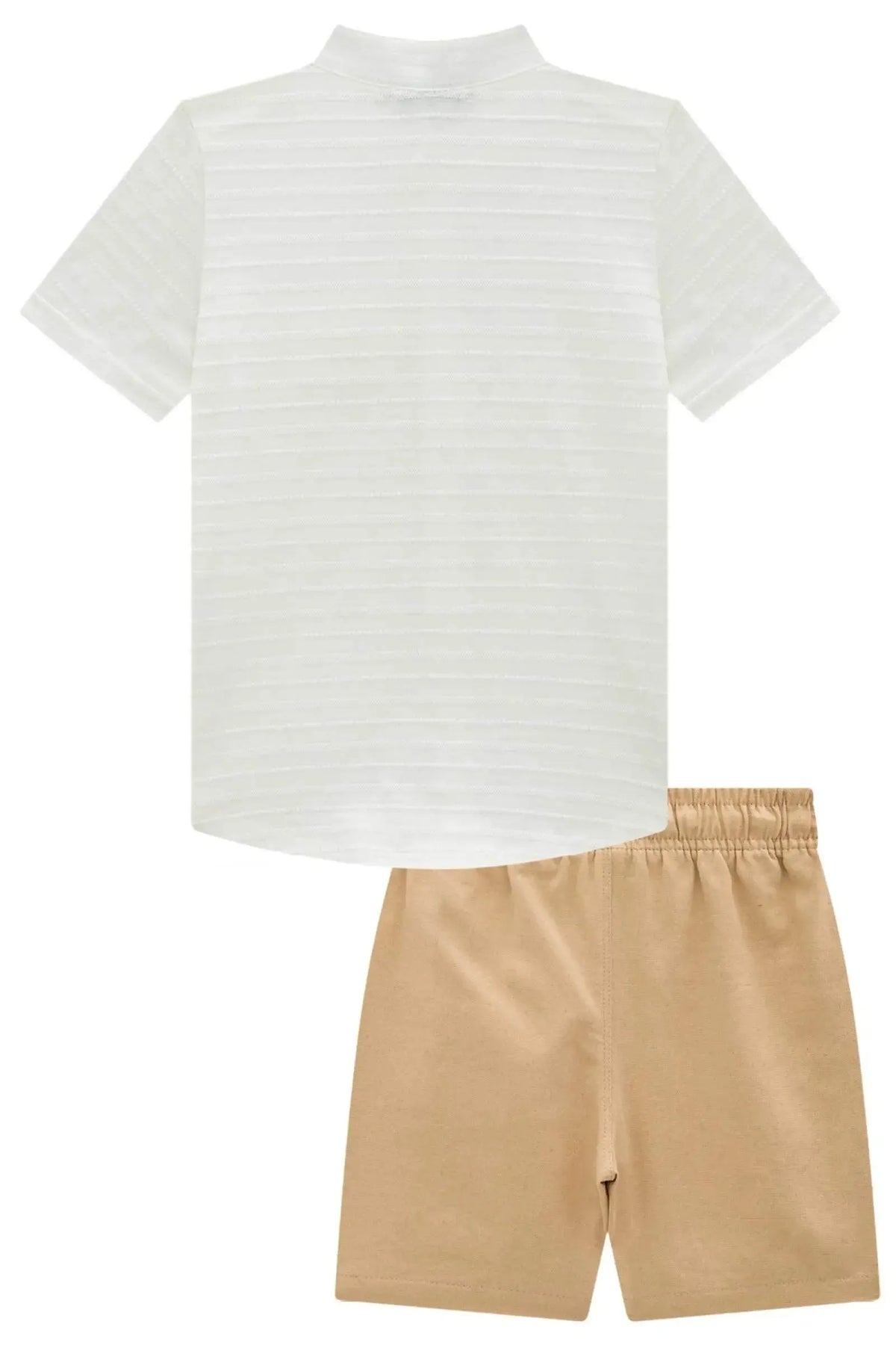 Conjunto de Camisa em Malha Textura e Bermuda em Linho Santorine com Elastano 97965 LucBoo Infantil Menino