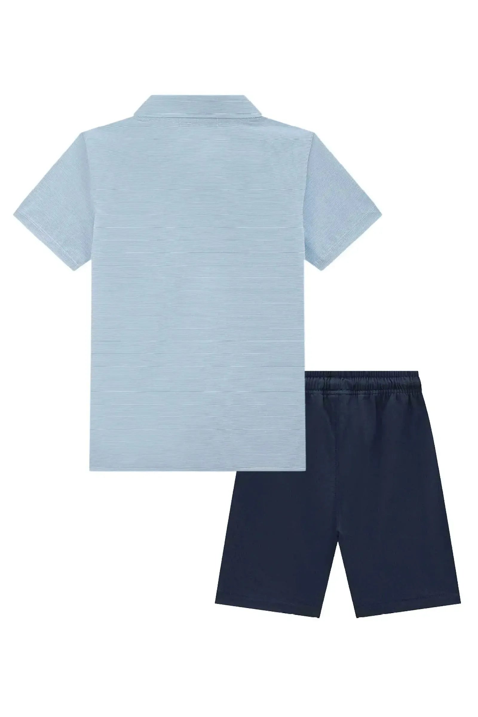 Conjunto de Camisa em Tecido Camisaria Chianti e Bermuda em Sarja Girassol com Elastano 97330 LucBoo Infantil Menino