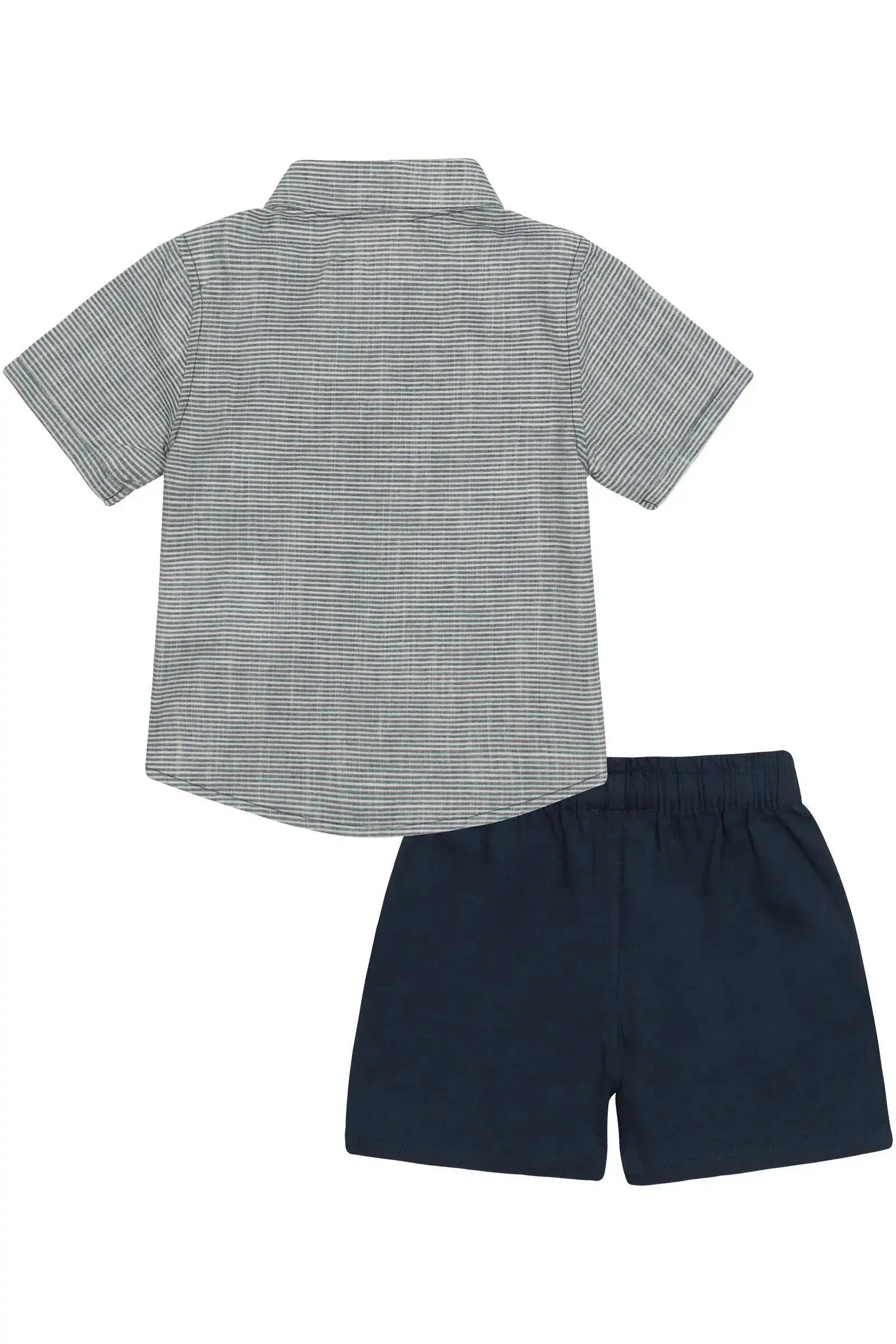 Conjunto de Camisa em Tecido Listrado e Bermuda em Sarja Girrassol com Elastano 86634 LucBoo Bebê Menino