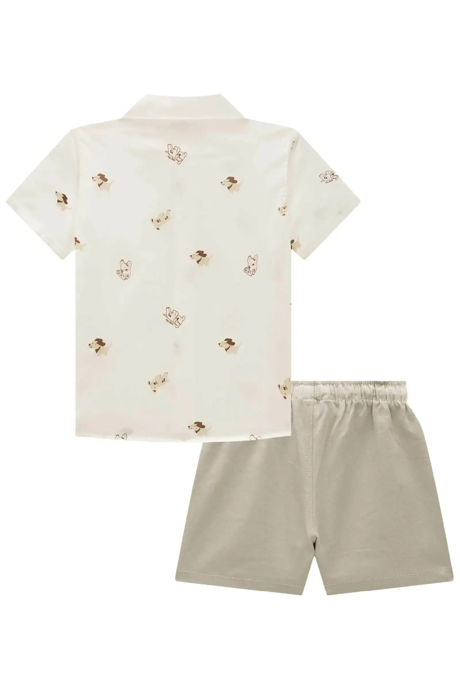 Conjunto de Camisa em Tricoline Mônaco com Elastano e Bermuda em Sarja com Elastano 87609 LucBoo Bebê Menino