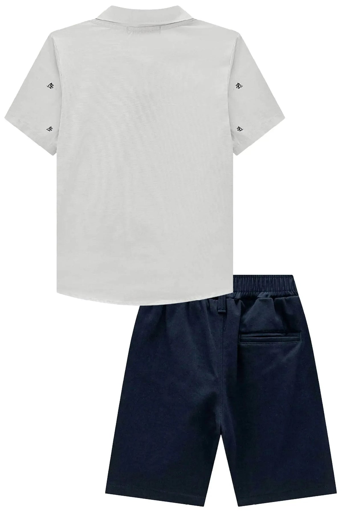 Conjunto de Camisa em Tricoline Mônaco e Bermuda em Sarja Girassol com Elastano 98465 LucBoo Infantil Menino