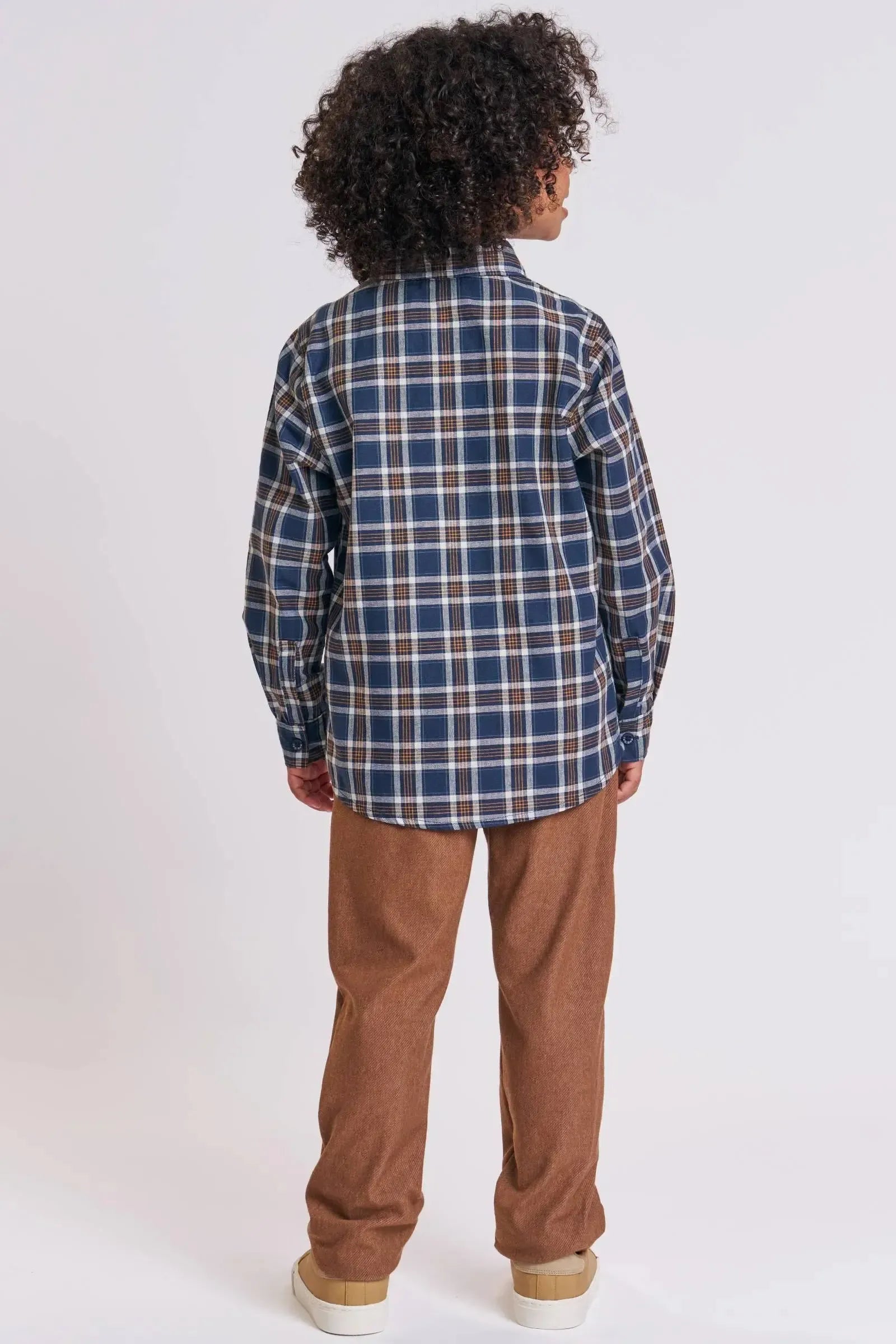 Conjunto de Camisa em Tricoline Xadrez e Calça Skinny em Cotton Jeans com Elastano 89898 LucBoo Infantil Menino