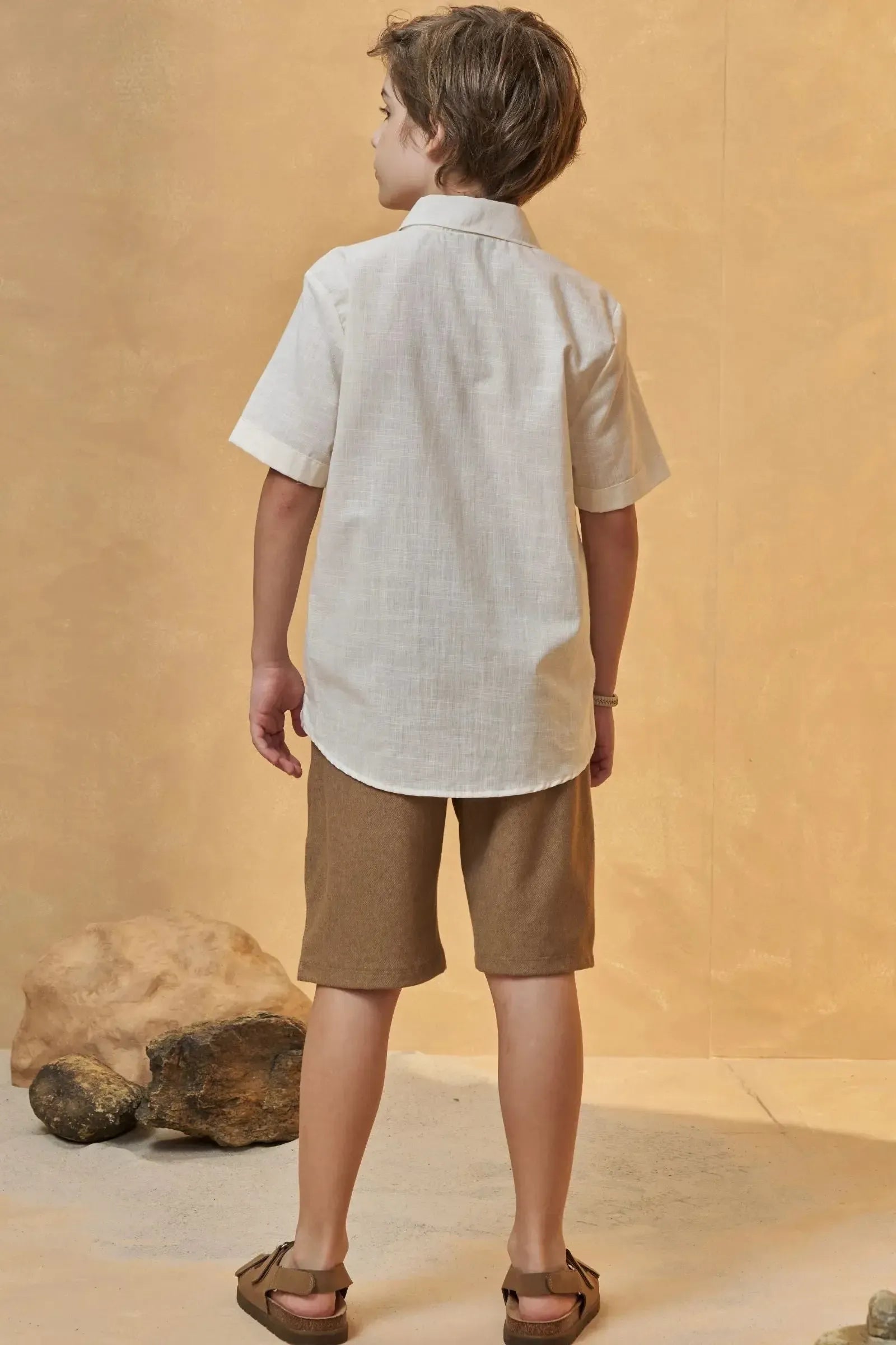 Conjunto de Camisa em Verano Chambray e Bermuda em Cotton Jeans com Elastano 96723 Johnny Fox Teen Menino