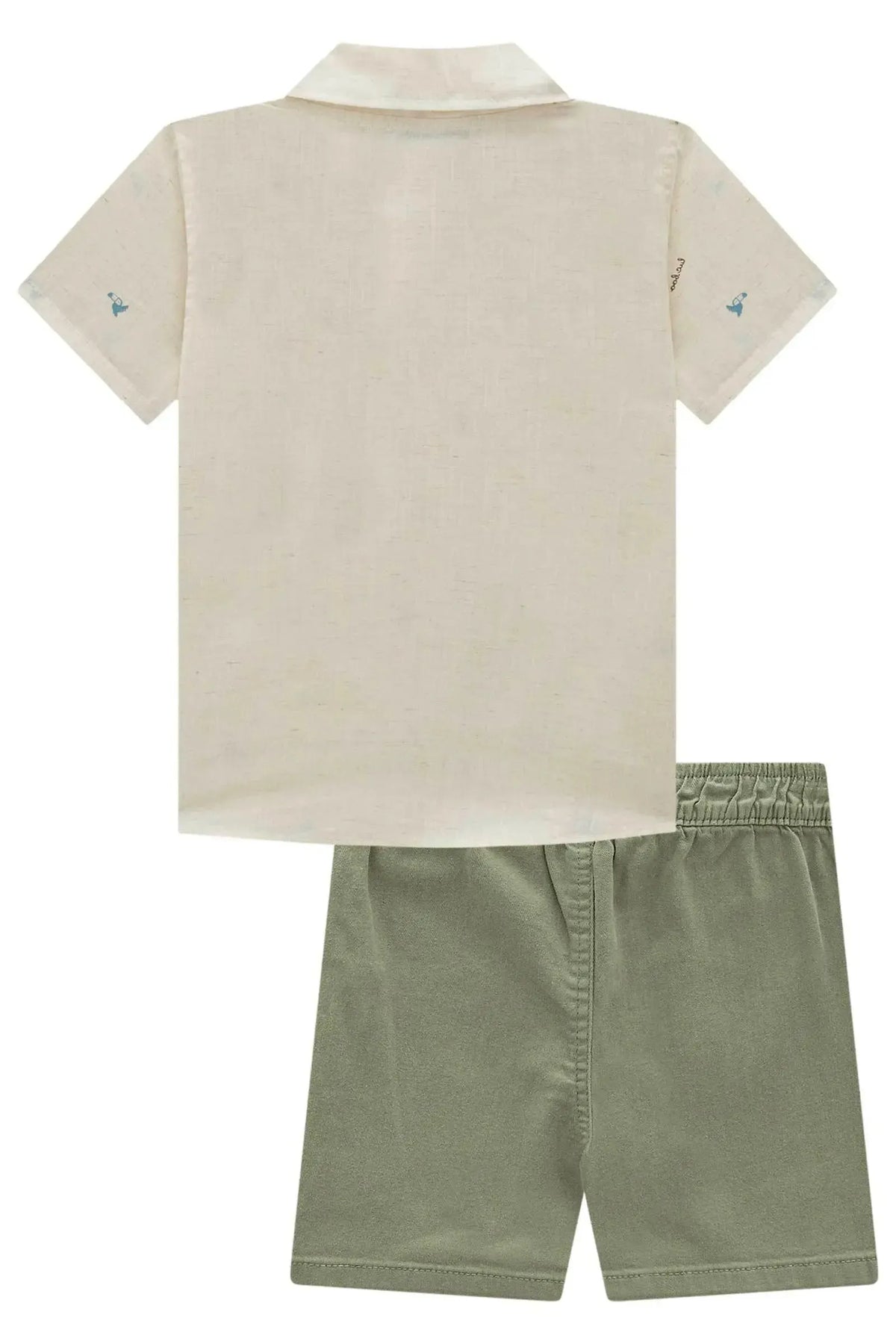 Conjunto de Camisa em Verano Linho Plus e Bermuda em Sarja Ônix com Elastano 98171 LucBoo Infantil Menino