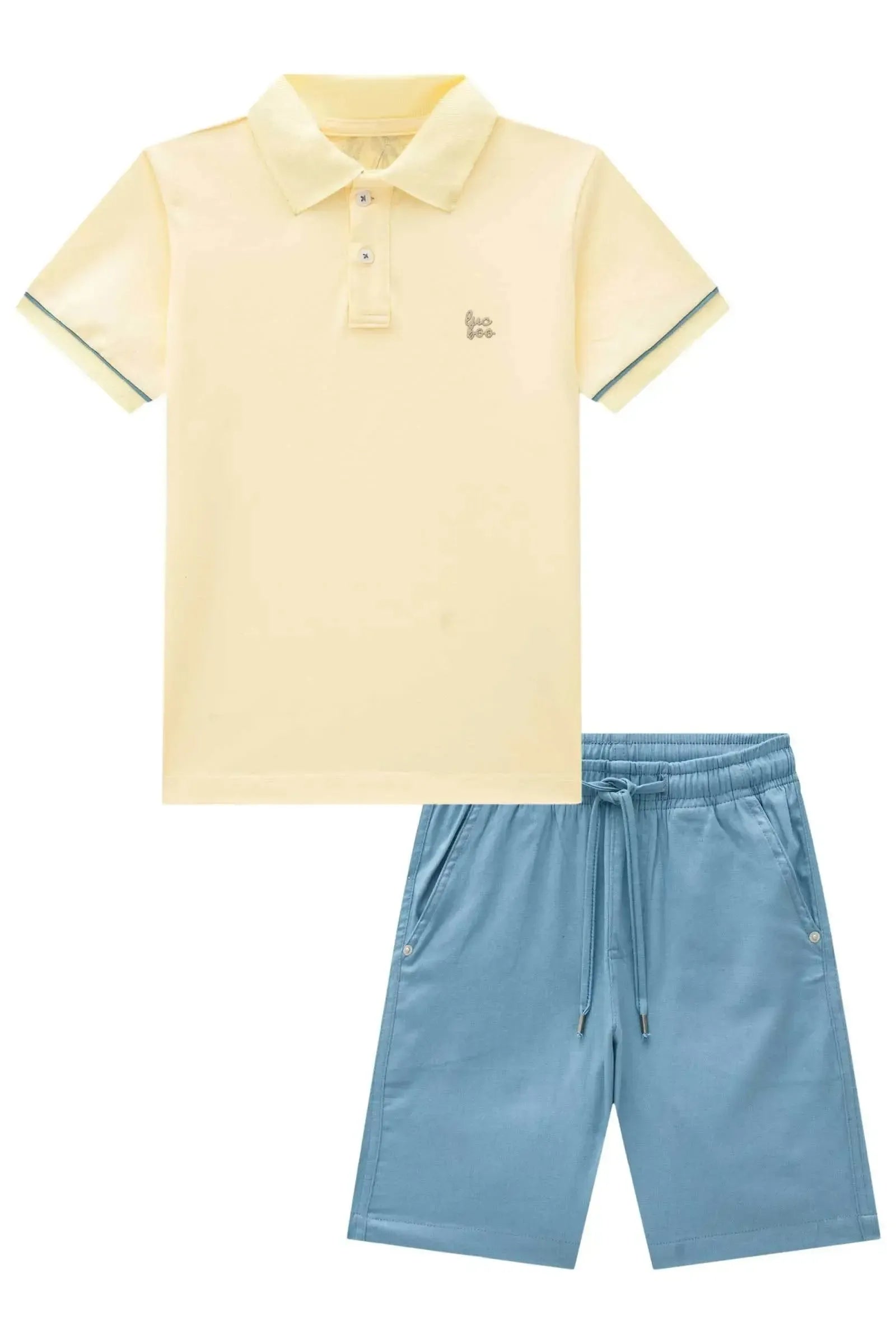Conjunto de Camisa Polo em Malha Piquet C/ Elastano e Bermuda em Linho Santorine C/ Elastan 83607 LucBoo Infantil Menino