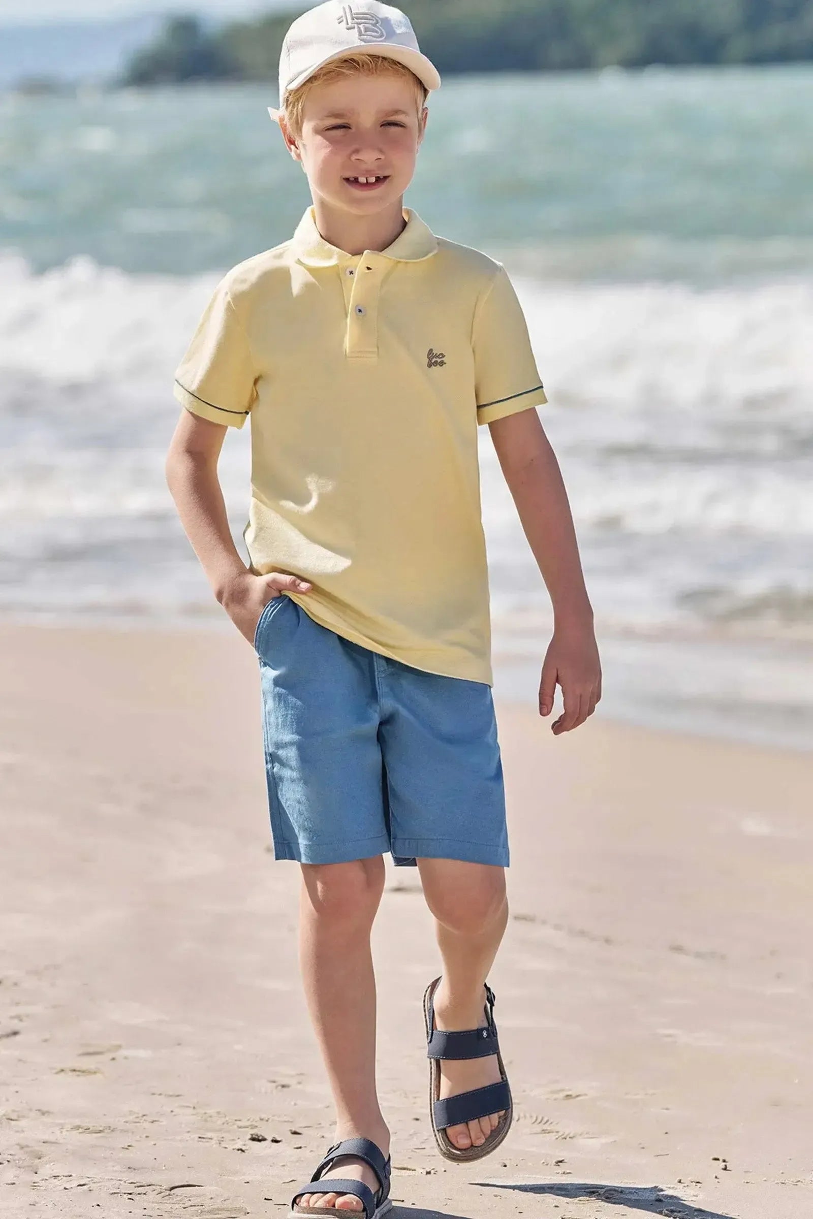 Conjunto de Camisa Polo em Malha Piquet C/ Elastano e Bermuda em Linho Santorine C/ Elastan 83607 LucBoo Infantil Menino