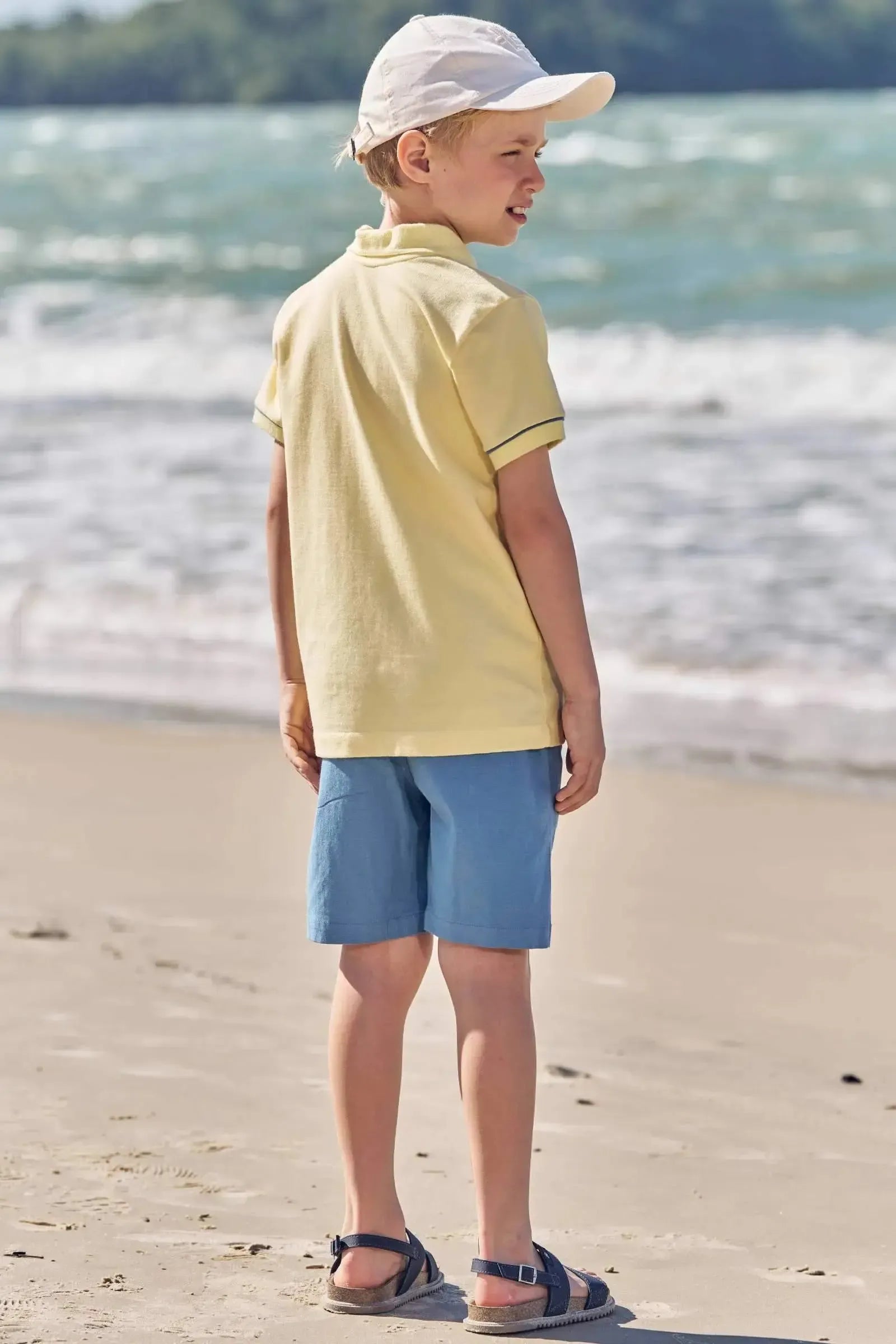 Conjunto de Camisa Polo em Malha Piquet C/ Elastano e Bermuda em Linho Santorine C/ Elastan 83607 LucBoo Infantil Menino
