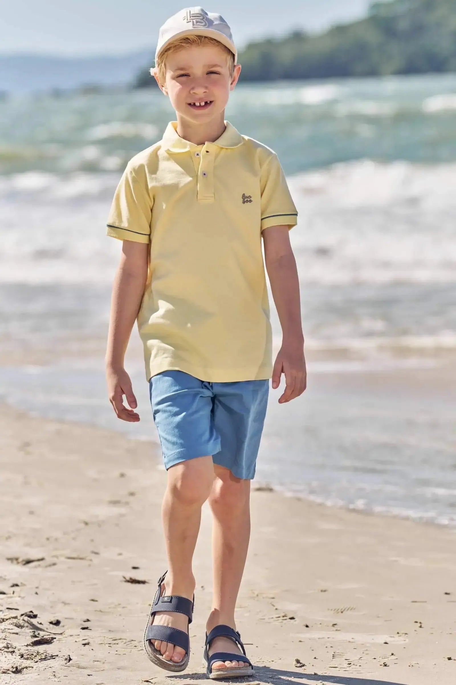 Conjunto de Camisa Polo em Malha Piquet C/ Elastano e Bermuda em Linho Santorine C/ Elastan 83607 LucBoo Infantil Menino