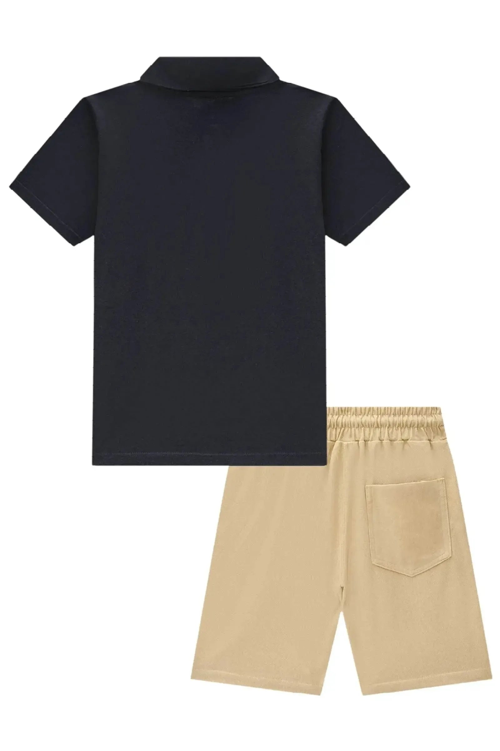 Conjunto de Camisa Polo em Meia Malha e Bermuda em Cotton Jeans com Elastano 84102 Johnny Fox Teen Menino