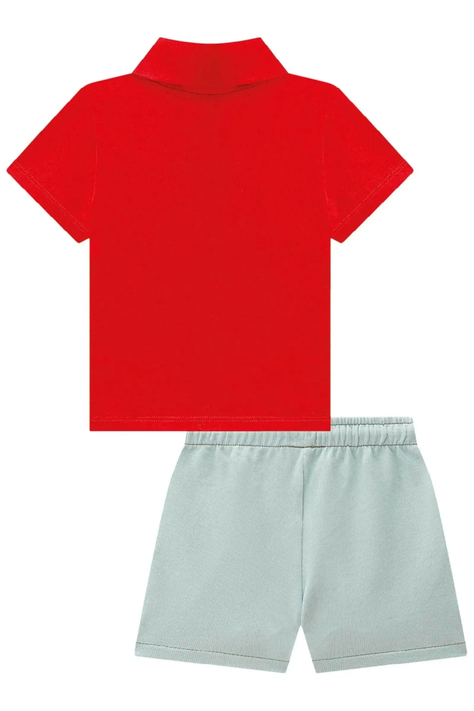Conjunto de Camisa Polo em Meia Malha e Bermuda em Malha Denim com Elastano 87298 LucBoo Bebê Menino