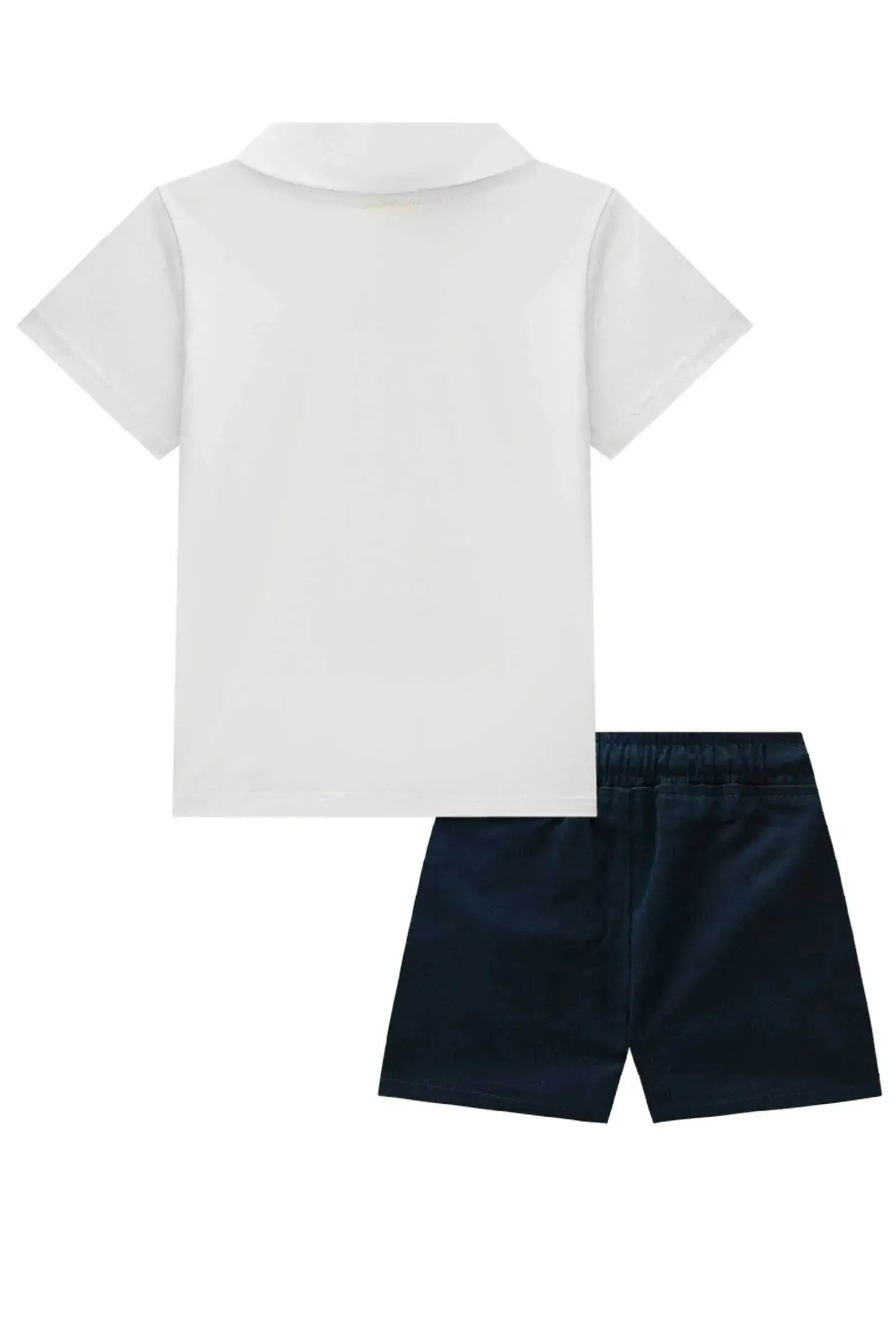 Conjunto de Camisa Polo em Meia Malha e Bermuda em Sarja Caribe com Elastano 84766 LucBoo Bebê Menino