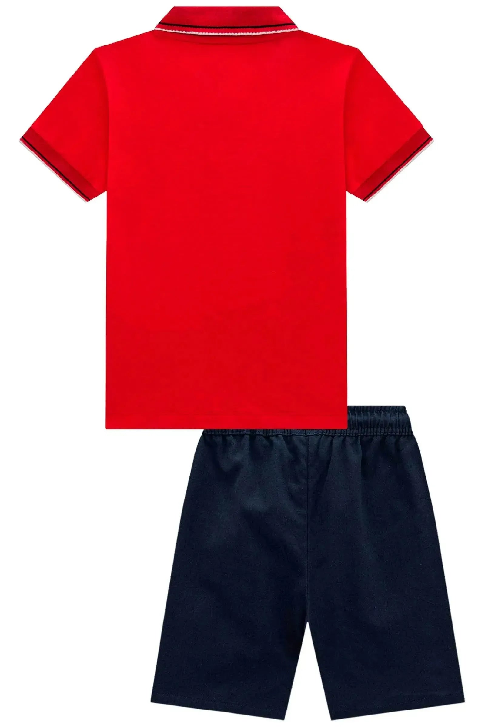 Conjunto de Camisa Polo em Meia Malha e Bermuda em Sarja Girassol com Elastano 98433 LucBoo Infantil Menino