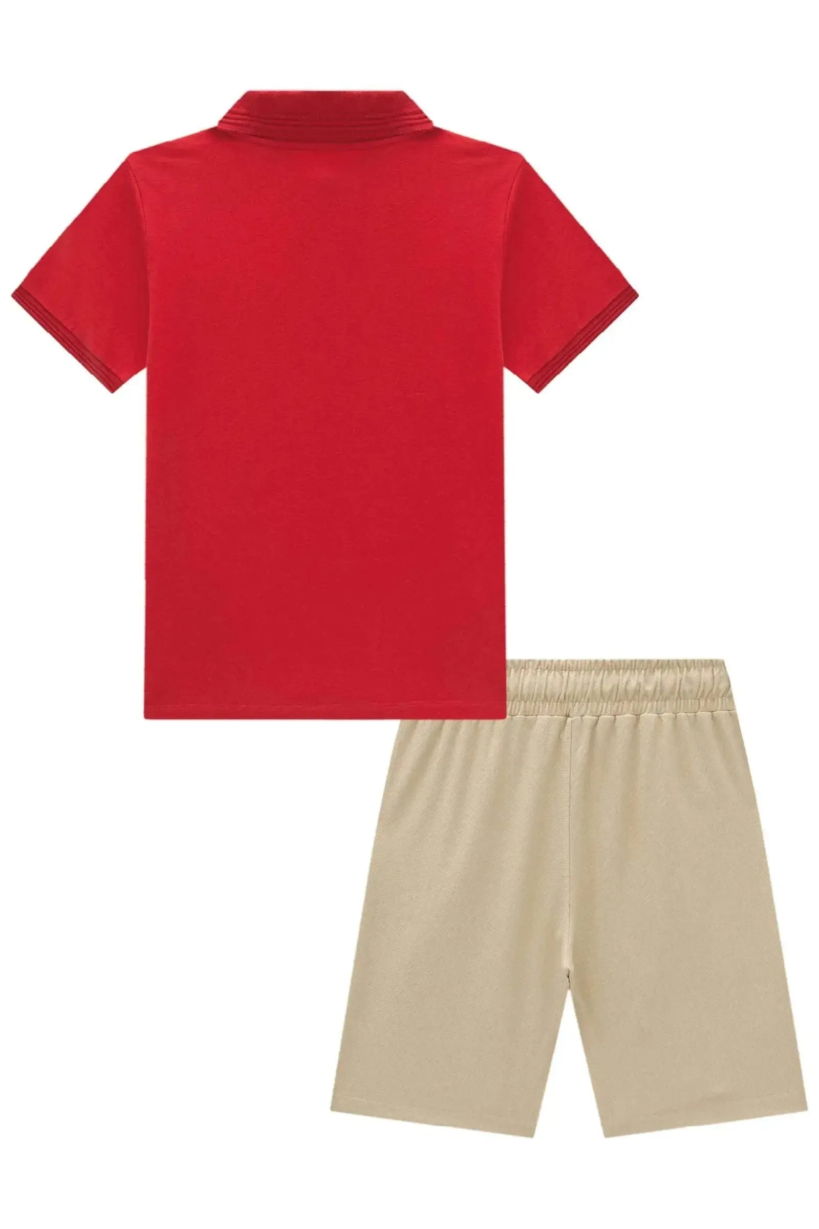 Conjunto de Camisa Polo em Piquet com Elastano e Bermuda em Cotton Jeans com Elastano 95770 Johnny Fox Teen Menino