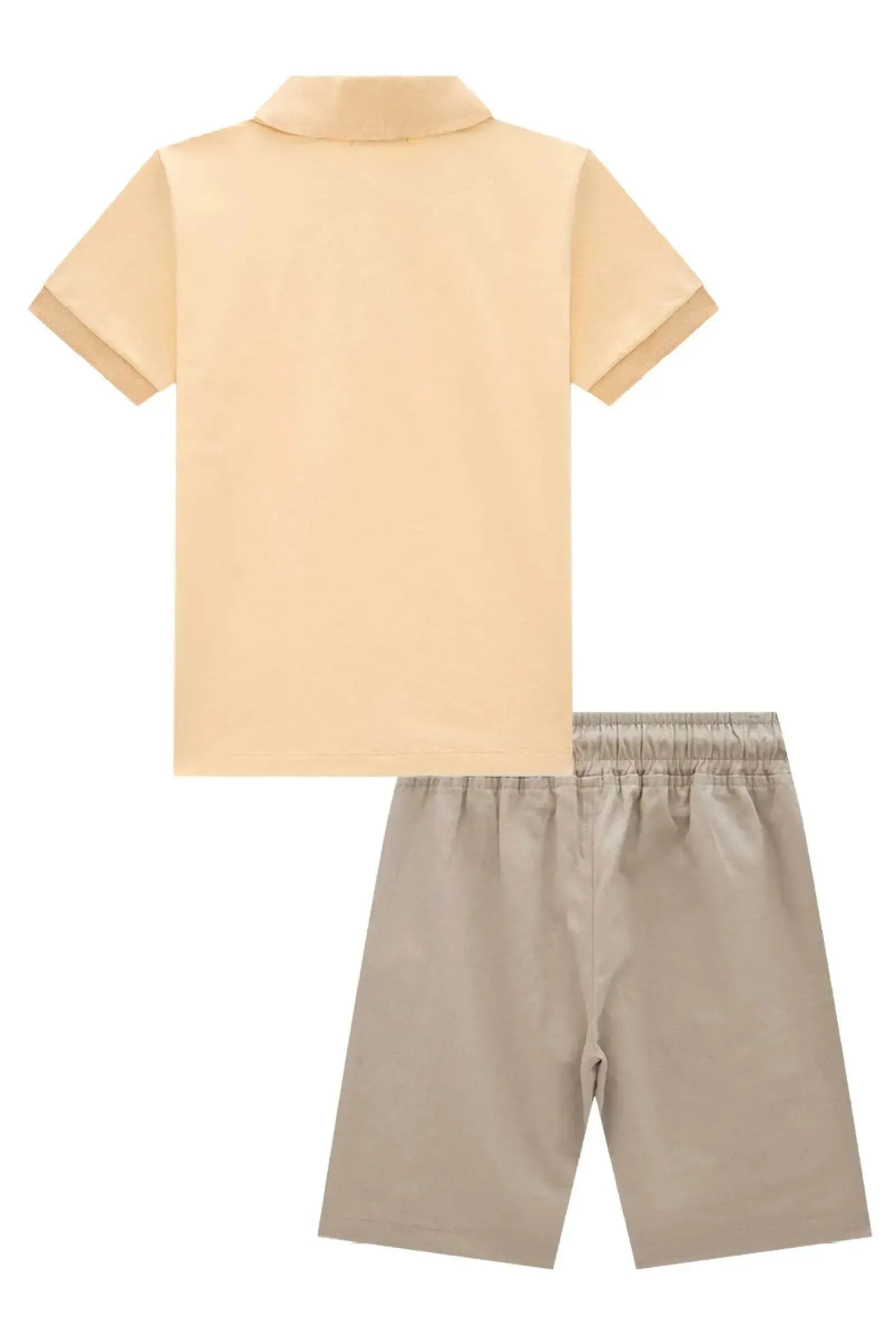 Conjunto de Camisa Polo em Piquet com Elastano e Bermuda em Linho Santorine com Elastano 87027 LucBoo Infantil Menino