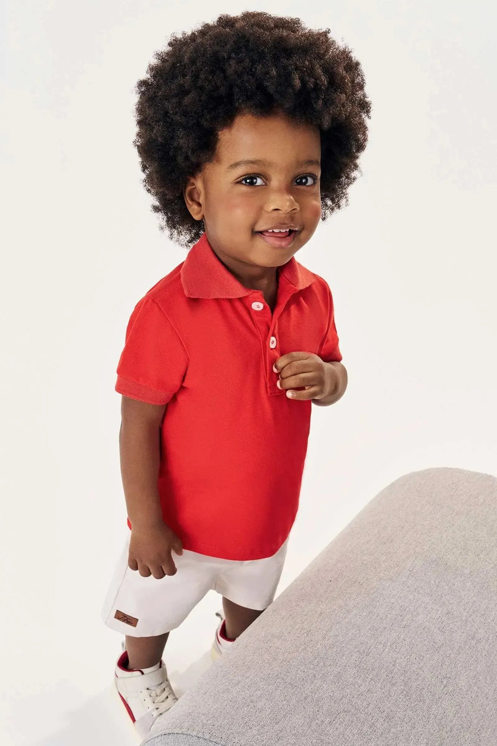 Conjunto de Camisa Polo em Piquet com Elastano e Bermuda em Sarja Caribe com Elastano 84688 Johnny Fox Bebê Menino