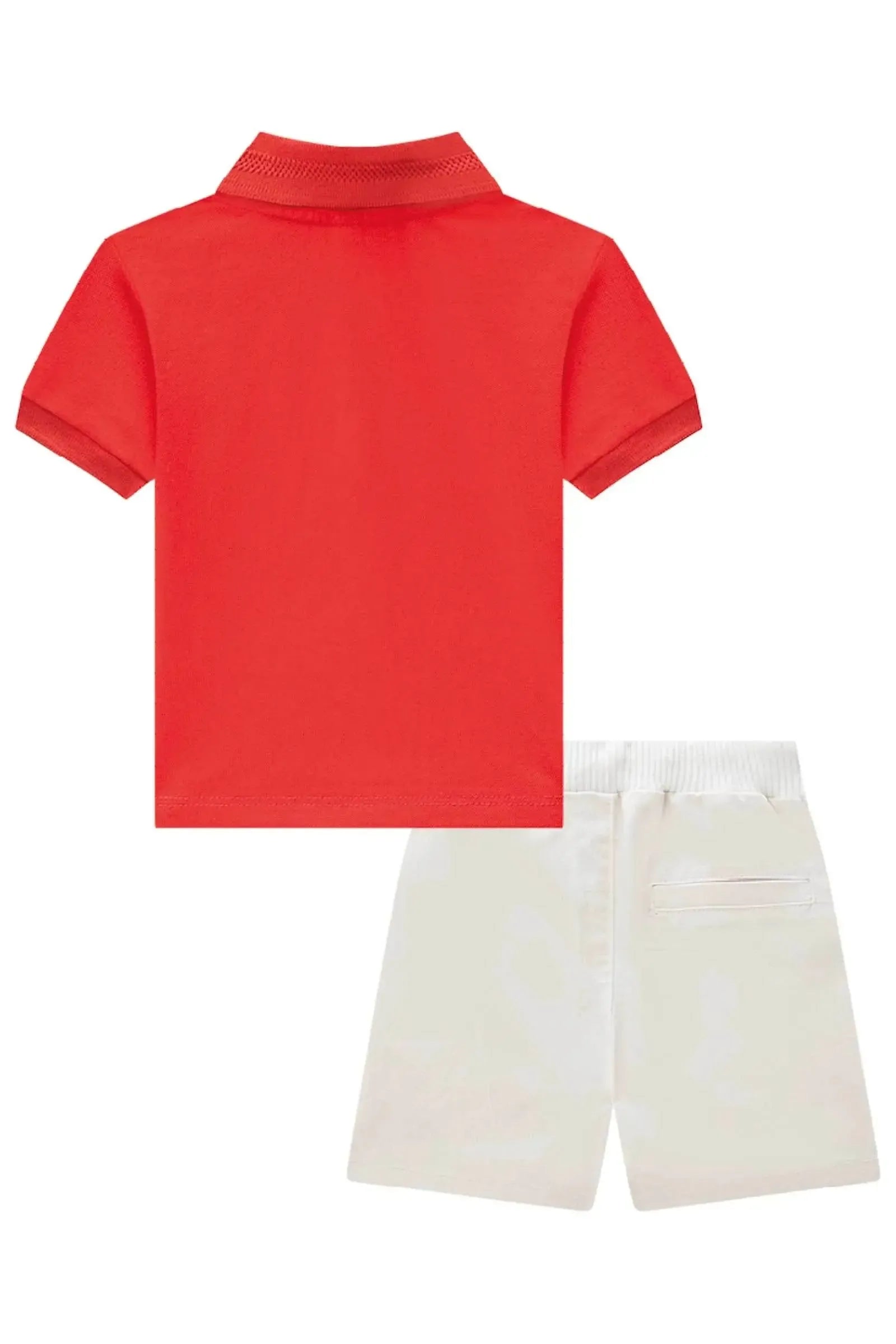 Conjunto de Camisa Polo em Piquet com Elastano e Bermuda em Sarja Caribe com Elastano 84688 Johnny Fox Bebê Menino
