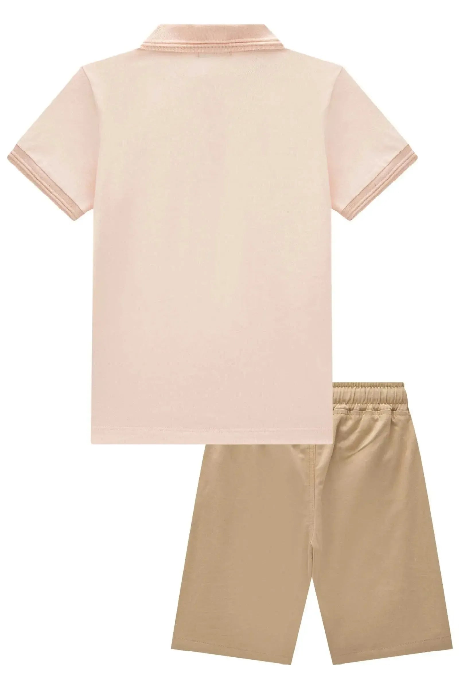 Conjunto de Camisa Polo em Piquet com Elastano e Bermuda em Sarja Girassol com Elastano 96560 LucBoo Infantil Menino