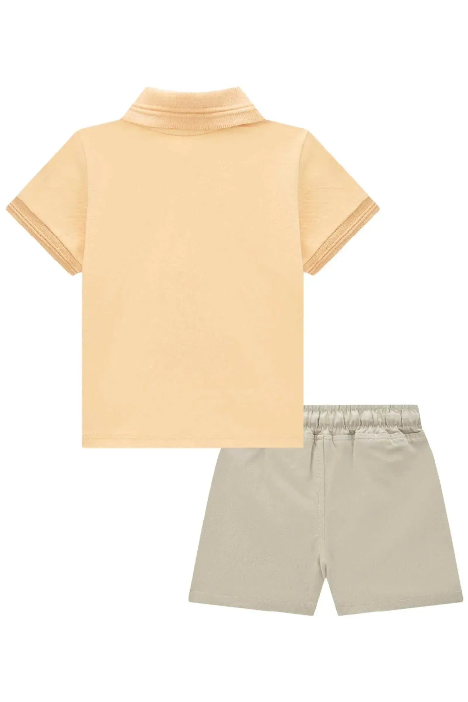Conjunto de Camisa Polo em Piquet com Elastano e Bermuda em Sarja Girassol com Elastano 86727 LucBoo Bebê Menino