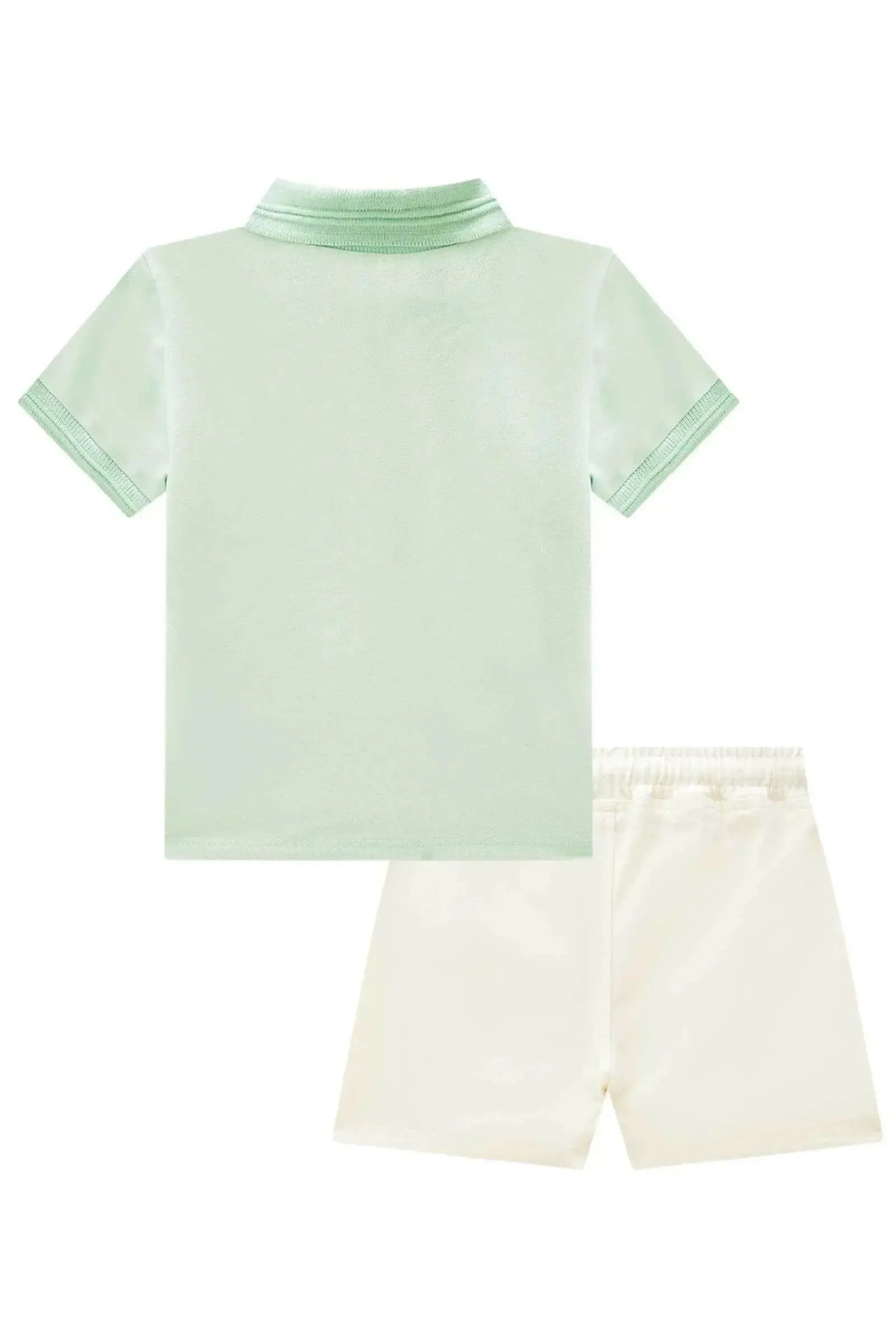 Conjunto de Camisa Polo em Piquet com Elastano e Bermuda em Sarja Girassol com Elastano 88875 LucBoo Bebê Menino
