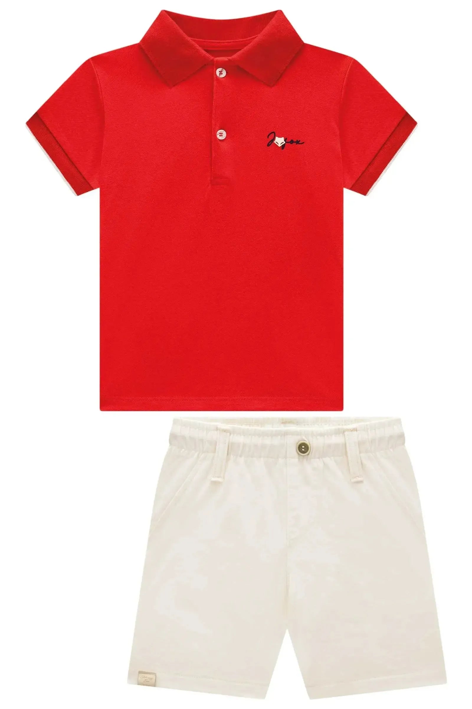 Conjunto de Camisa Polo em Piquet com Elastano e Bermuda em Sarja Girassol com Elastano 95435 Johnny Fox Teen Menino