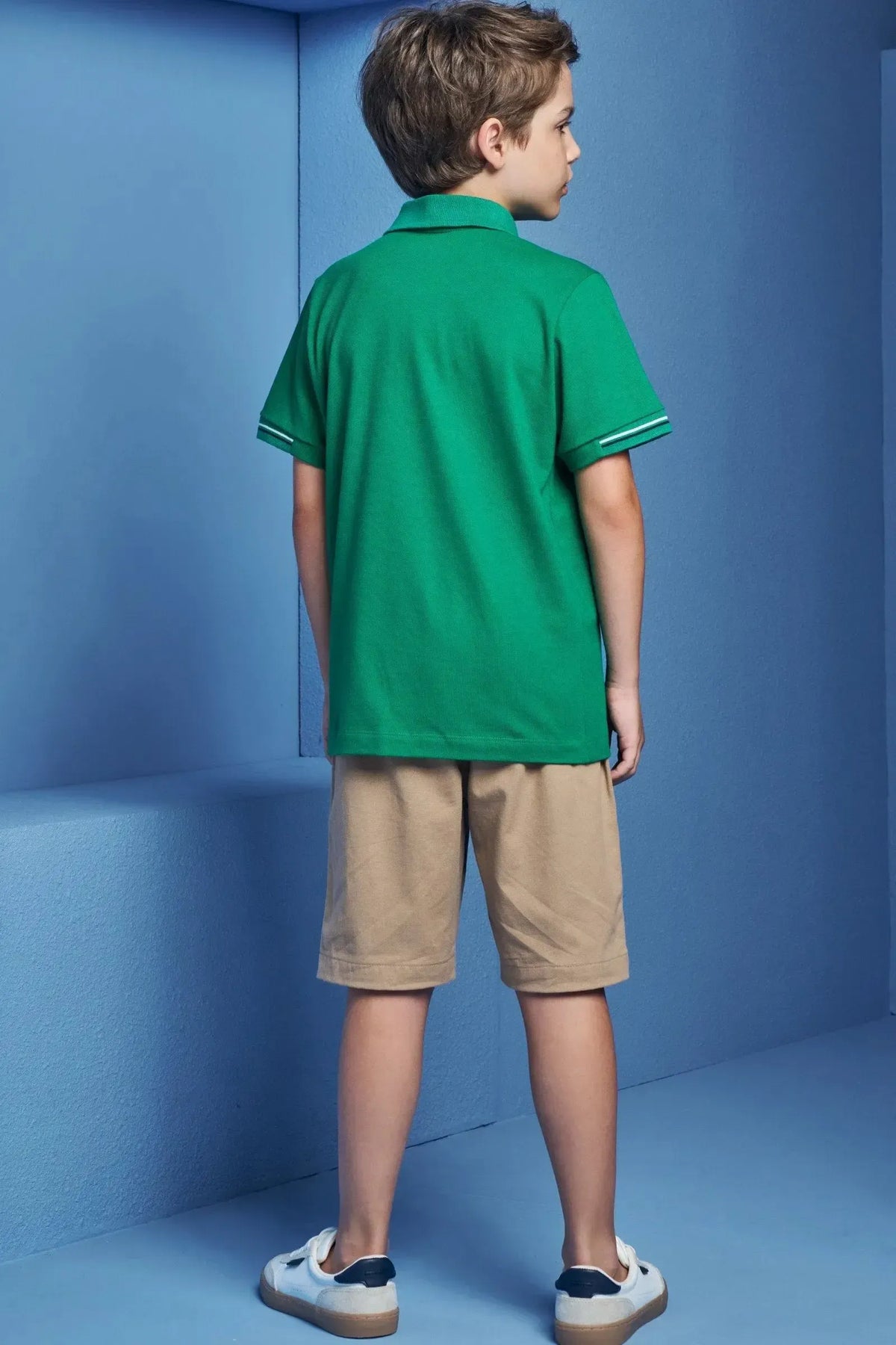 Conjunto de Camisa Polo em Piquet com Elastano e Bermuda em Sarja Girassol com Elastano 98974 Johnny Fox Teen Menino