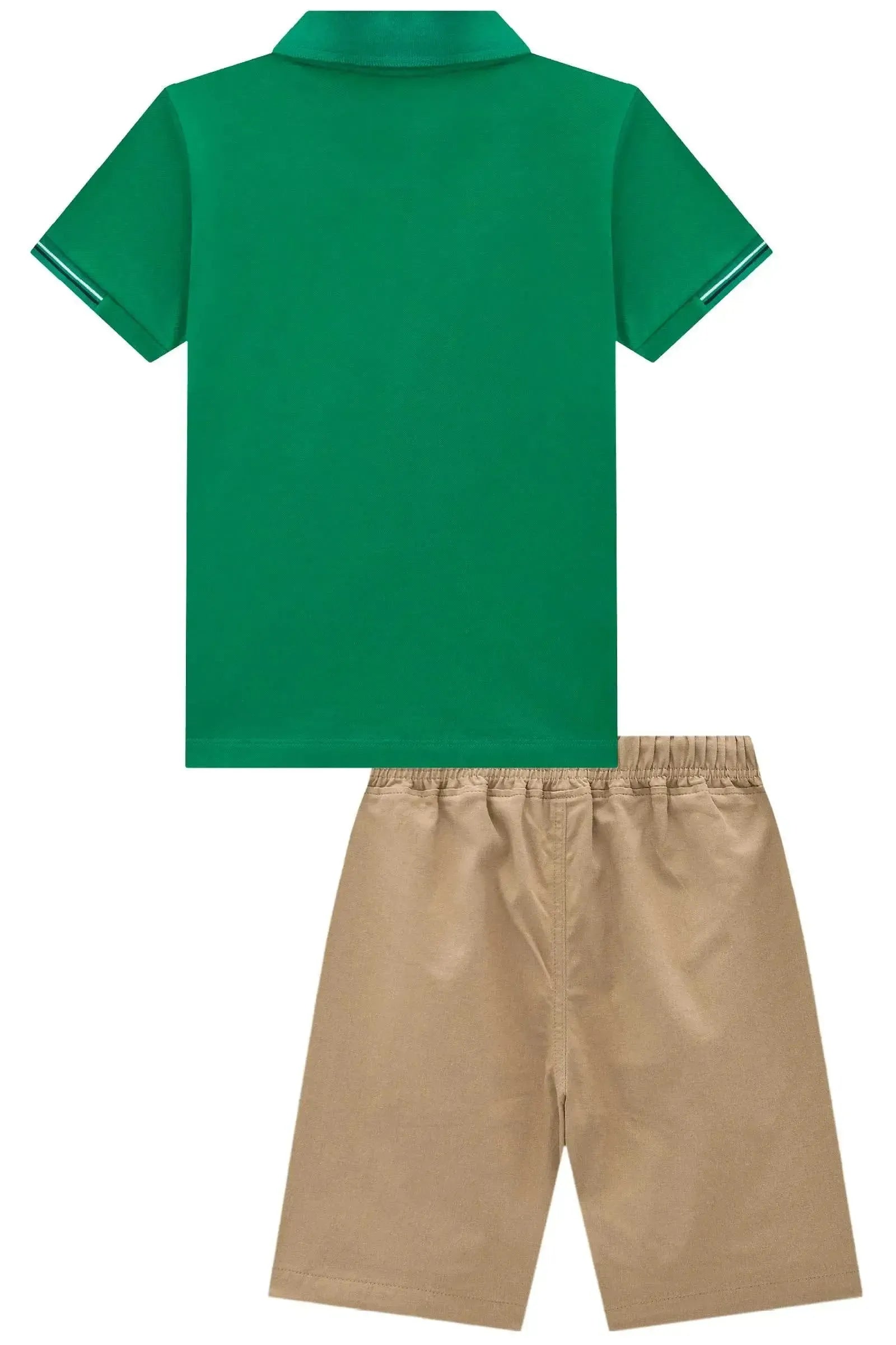 Conjunto de Camisa Polo em Piquet com Elastano e Bermuda em Sarja Girassol com Elastano 98974 Johnny Fox Teen Menino