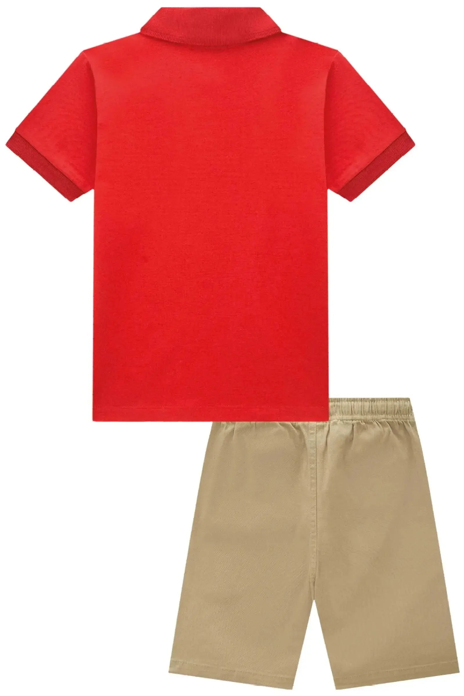 Conjunto de Camisa Polo em Piquet com Elastano e Bermuda em Sarja Stretch com Elastano 92444 LucBoo Infantil Menino