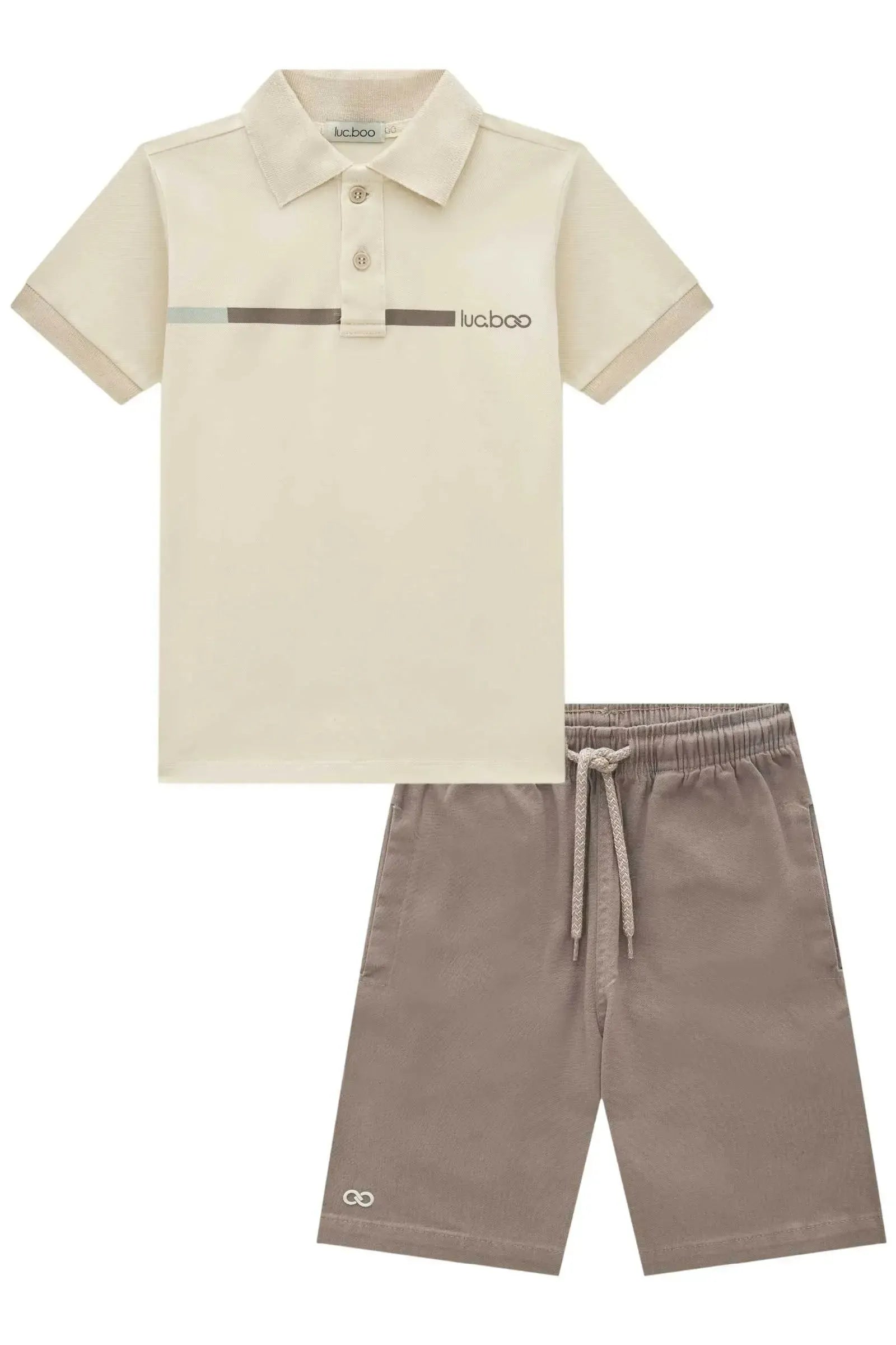 Conjunto de Camisa Polo em Piquet com Elastano e Bermuda em Sarja Stretch com Elastano 93147 LucBoo Infantil Menino