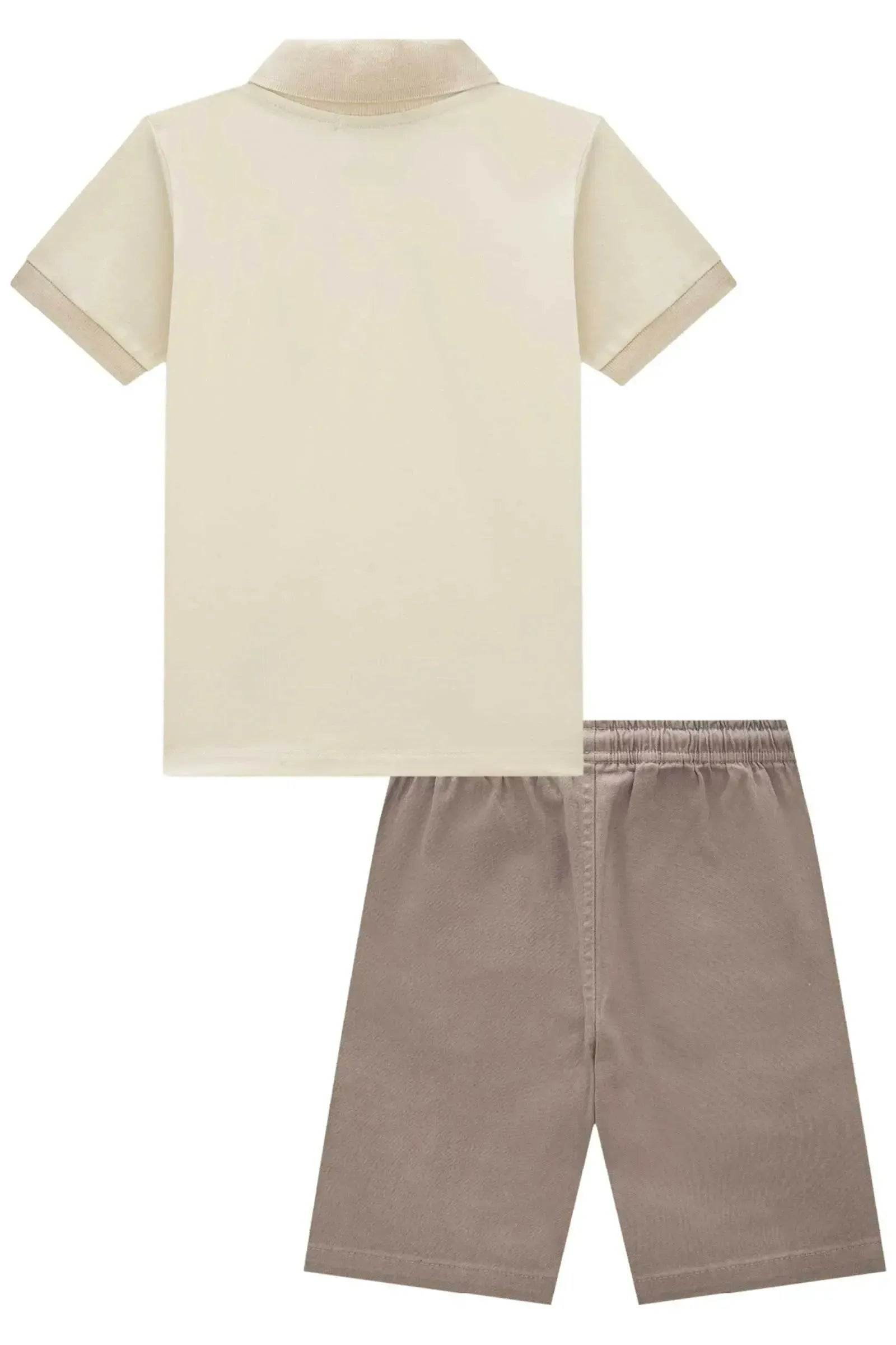 Conjunto de Camisa Polo em Piquet com Elastano e Bermuda em Sarja Stretch com Elastano 93147 LucBoo Infantil Menino