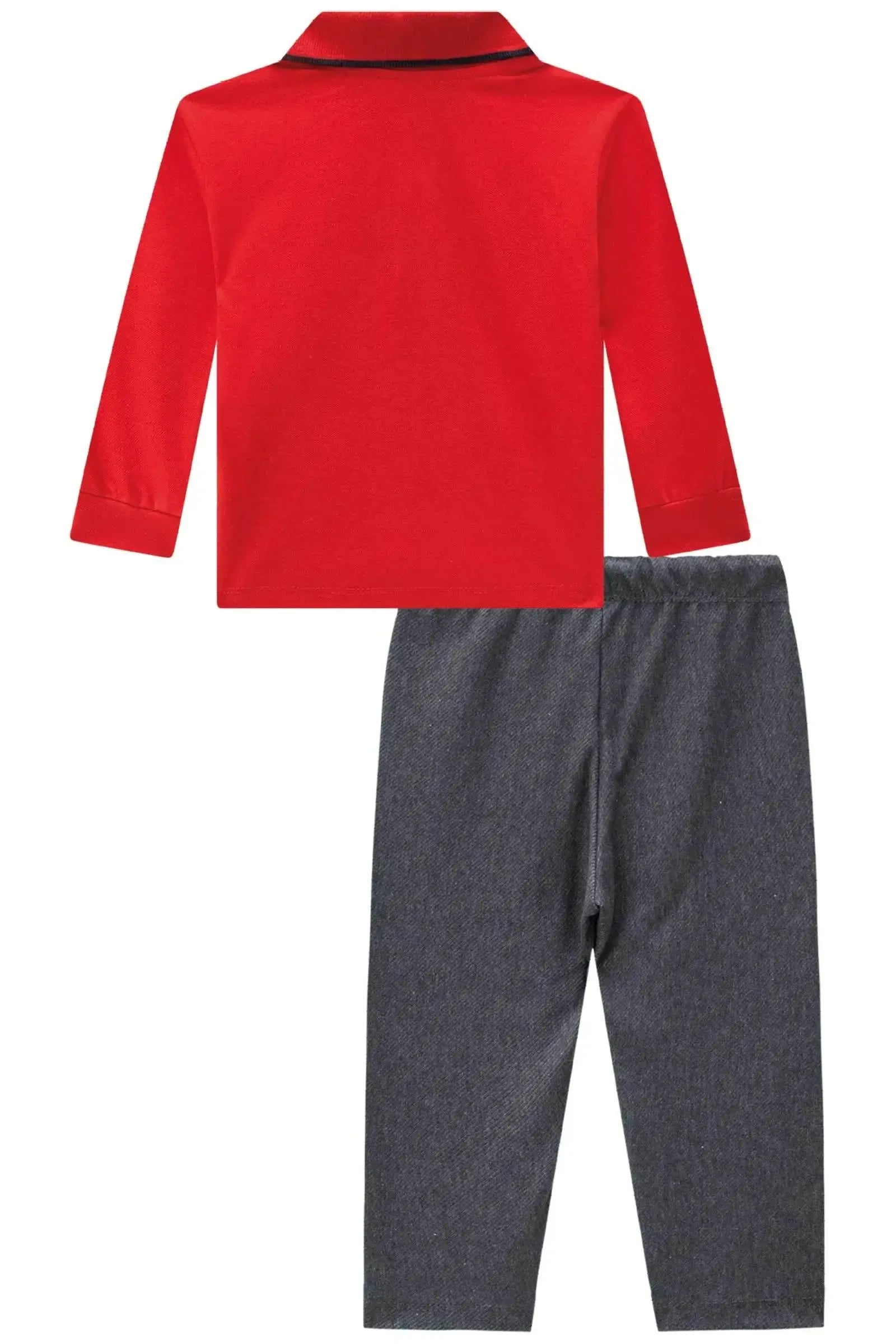 Conjunto de Camisa Polo em Piquet com Elastano e Calça Skinny em Cotton Jeans com Elastano 90686 Johnny Fox Bebê Menino