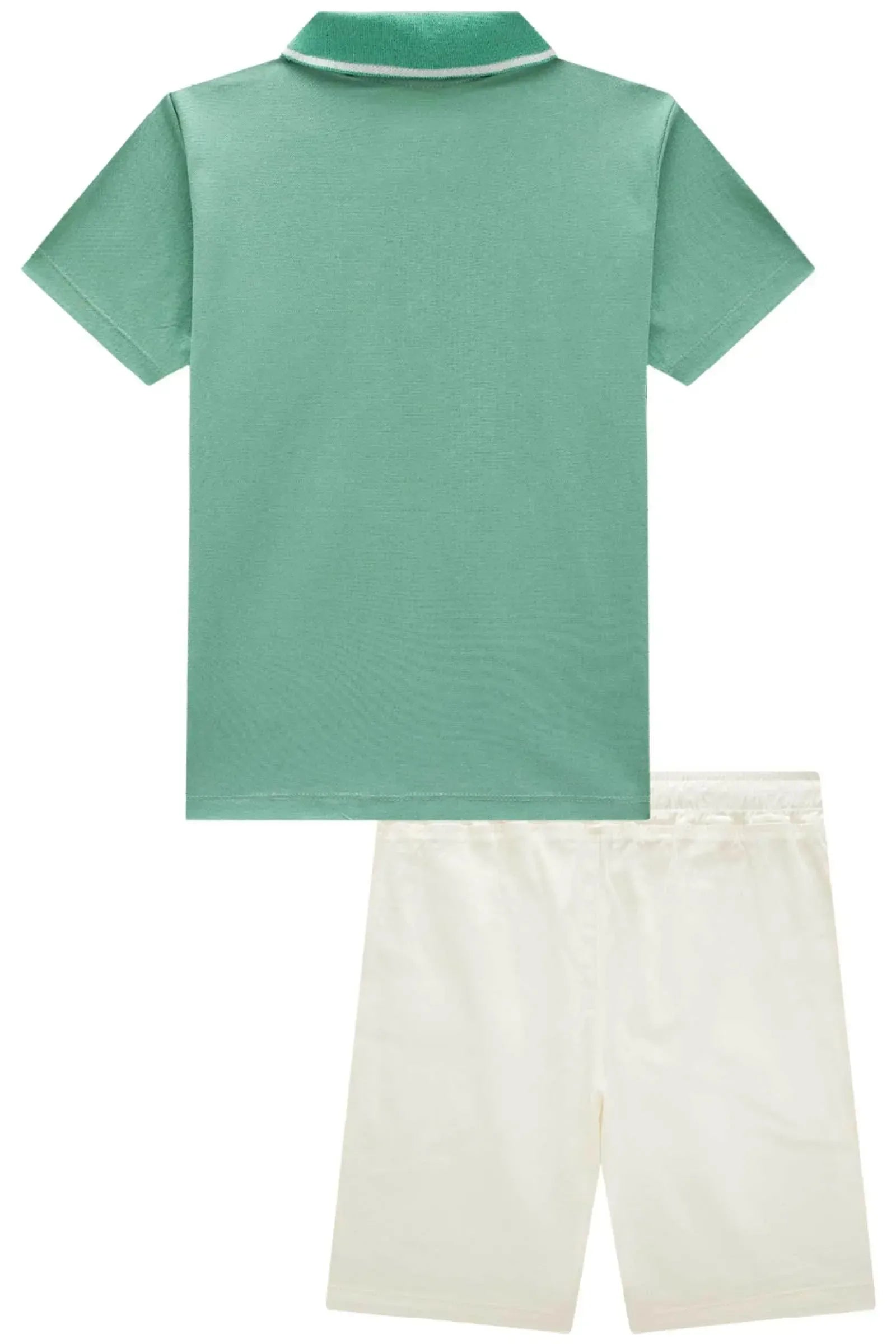 Conjunto de Camisa Polo em Piquet e Bermuda em Sarja Onix com Elastano 84093 Johnny Fox Teen Menino