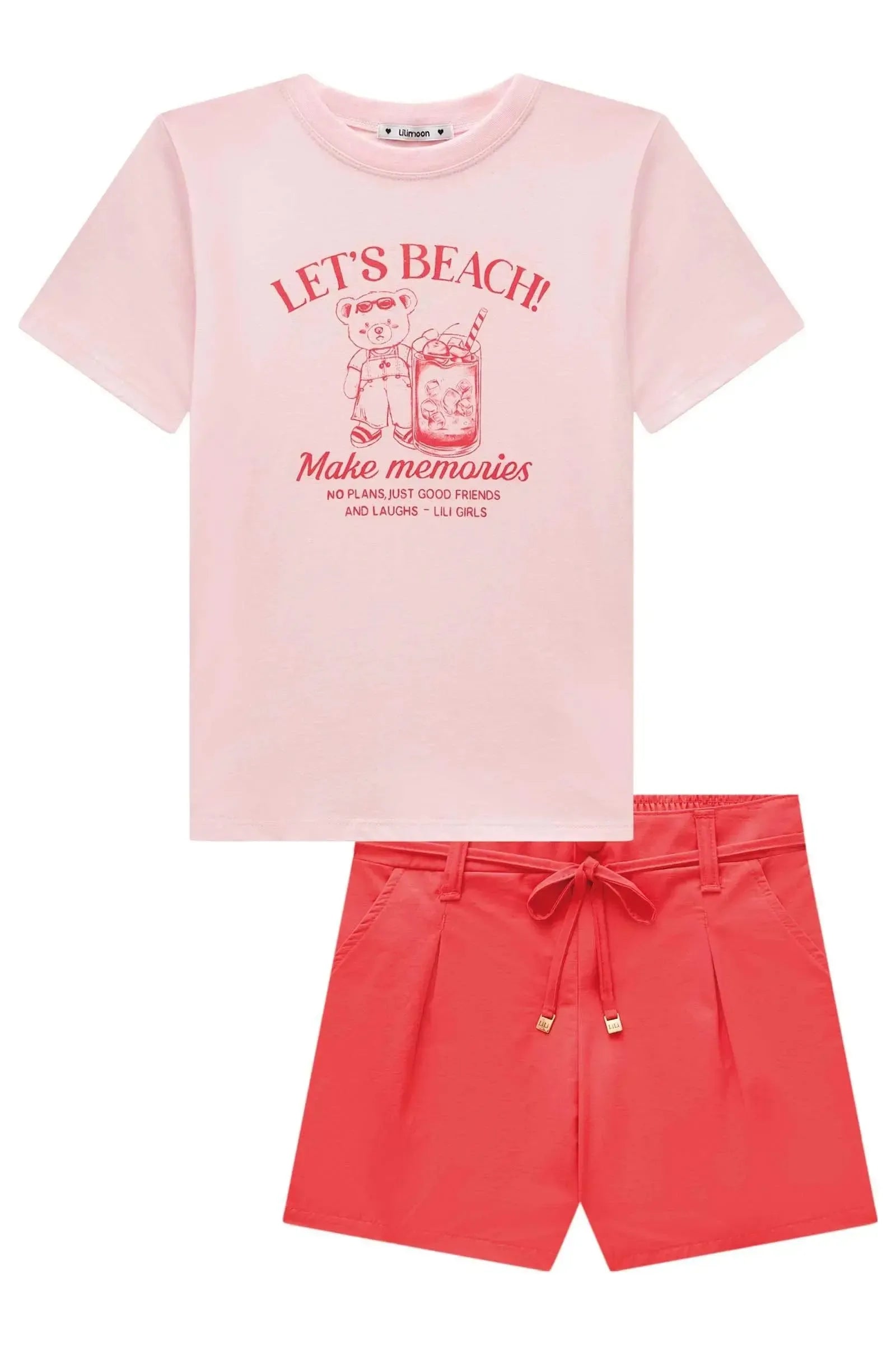 Conjunto de Camiseta Comfy em Meia Malha e Shorts em Alfaiataria Milos 98970 Lilimoon Teen Menina