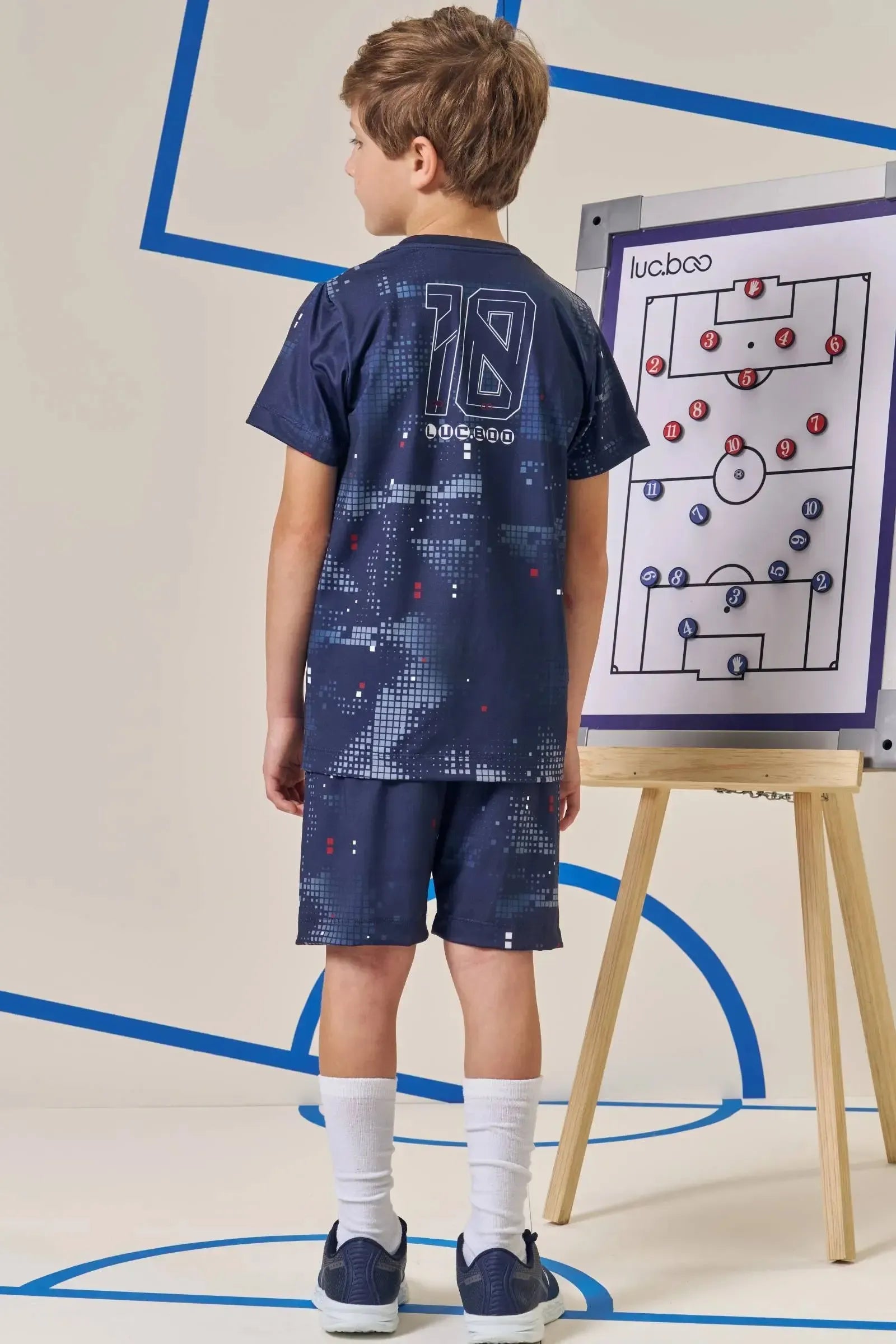 Conjunto de Camiseta e Bermuda em Malha UV Dry com Proteção UV50+ 96626 LucBoo Infantil Menino