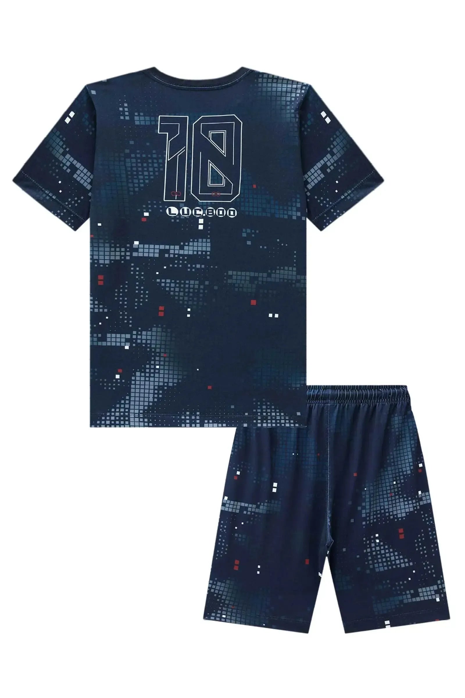 Conjunto de Camiseta e Bermuda em Malha UV Dry com Proteção UV50+ 96626 LucBoo Infantil Menino