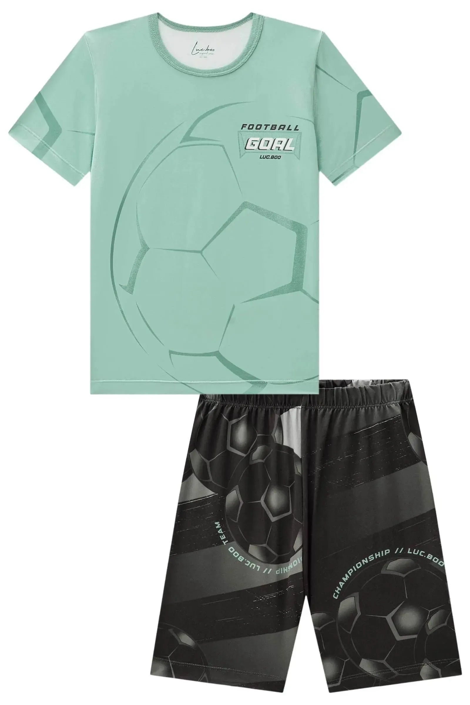 Conjunto de Camiseta e Bermuda em Malha Comfy 85514 LucBoo Infantil Menino